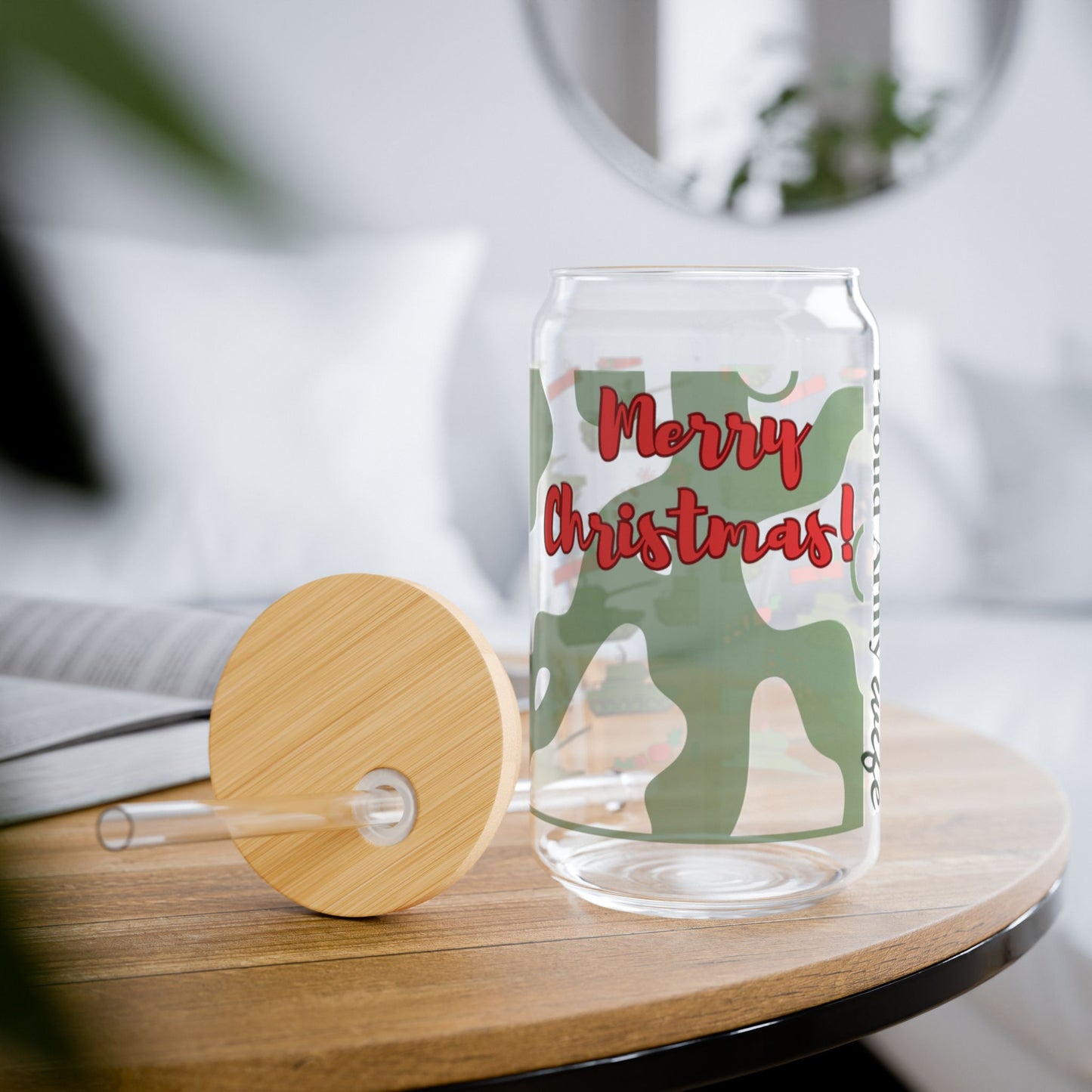 Proud Army Wife Christmas Iced Coffee Cup with Bamboo Lid
