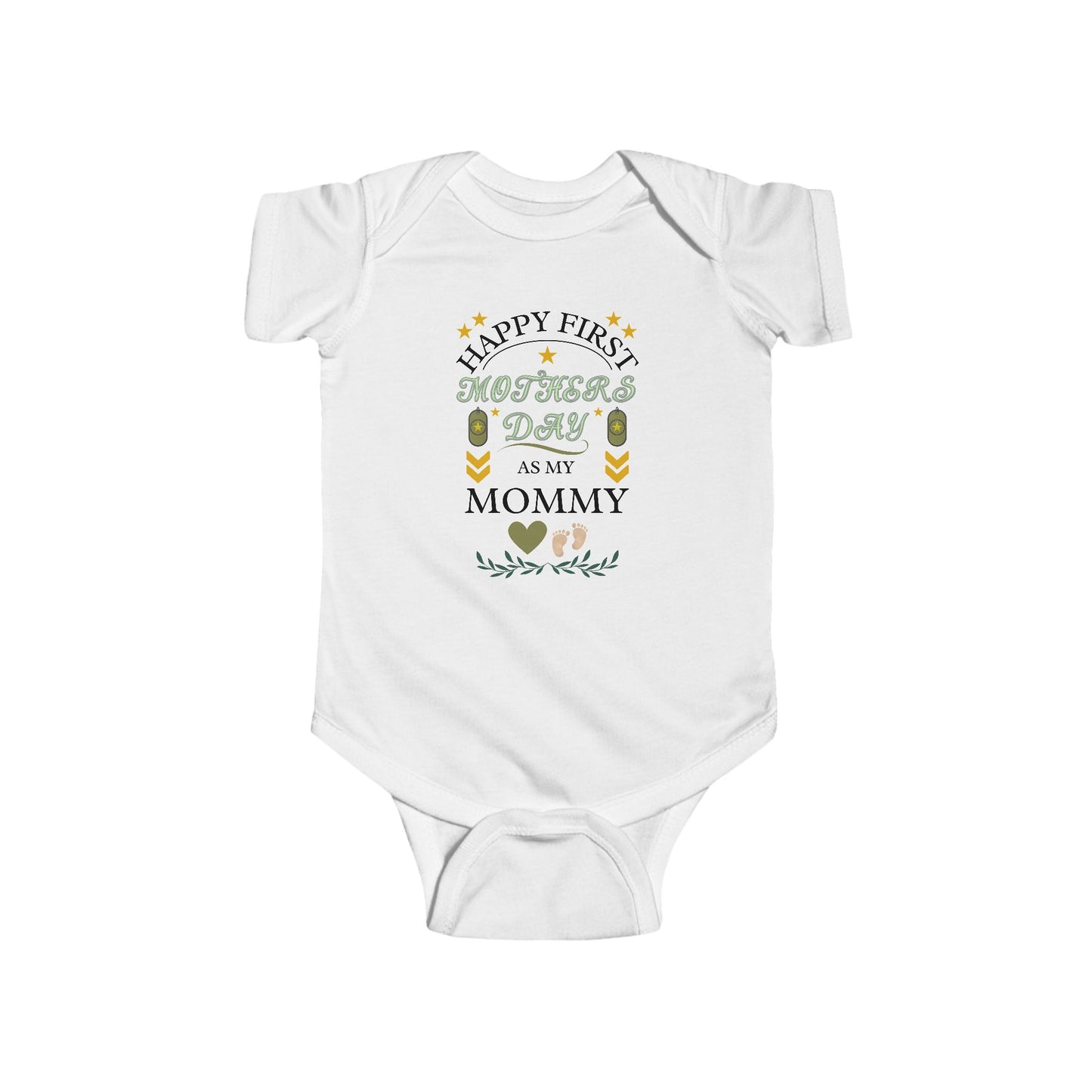 Army Mom First Mother’s Day Baby Bodysuit – Cute Military Baby Gift