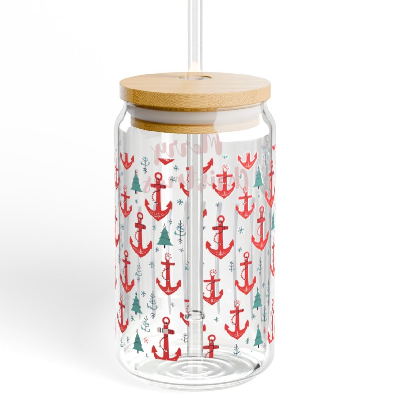 Proud Navy Wife Christmas Iced Coffee Cup with Bamboo Lid