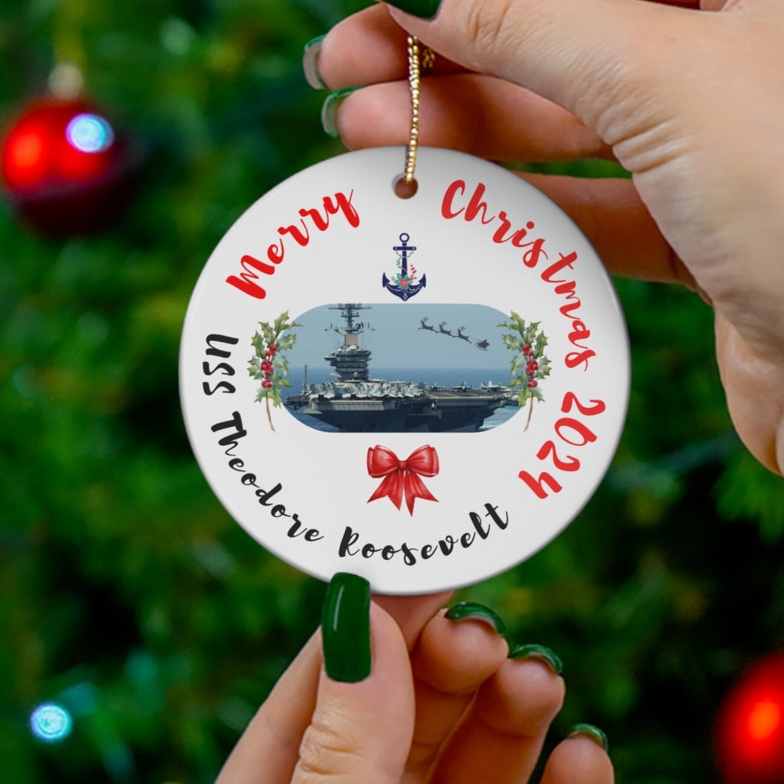 US Navy, USS Theodore Roosevelt, Christmas Ornament 2024