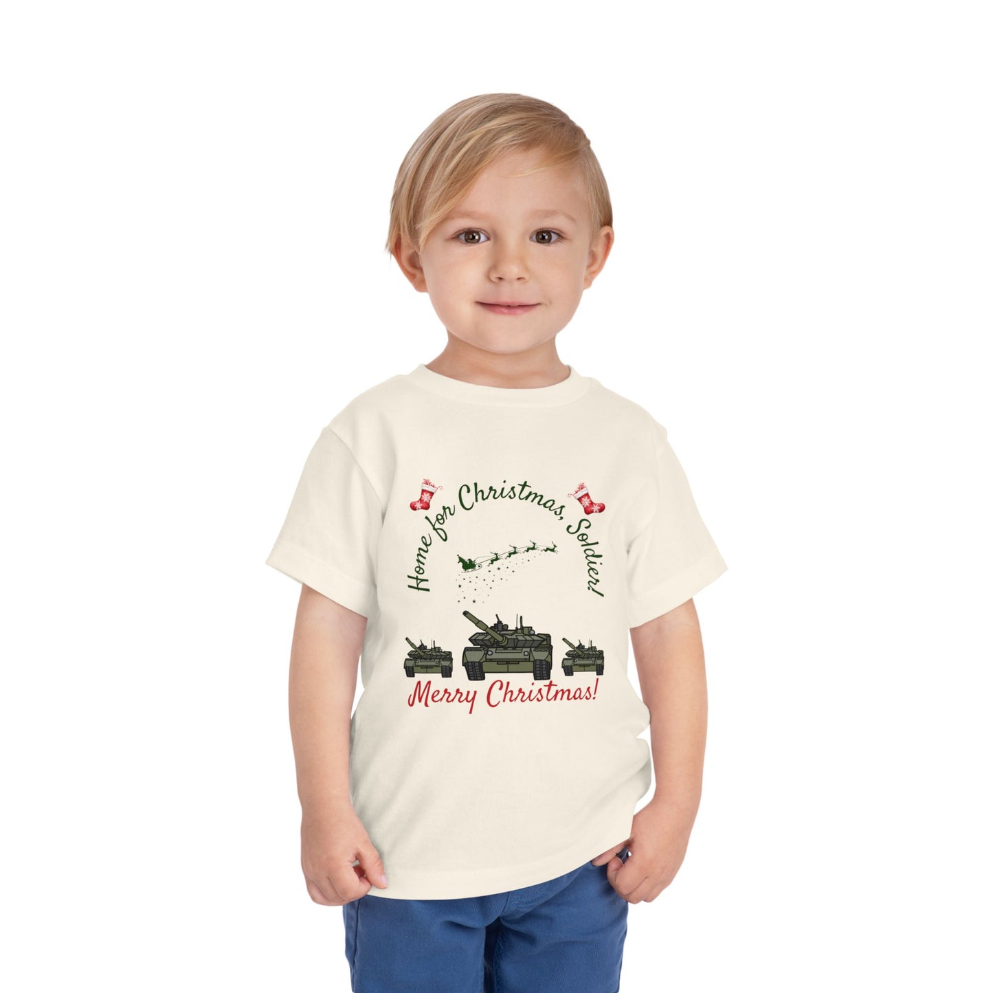 Home for Christmas Soldier Toddler T-Shirt | Military Christmas Gift for Kids | 7 Colors Available