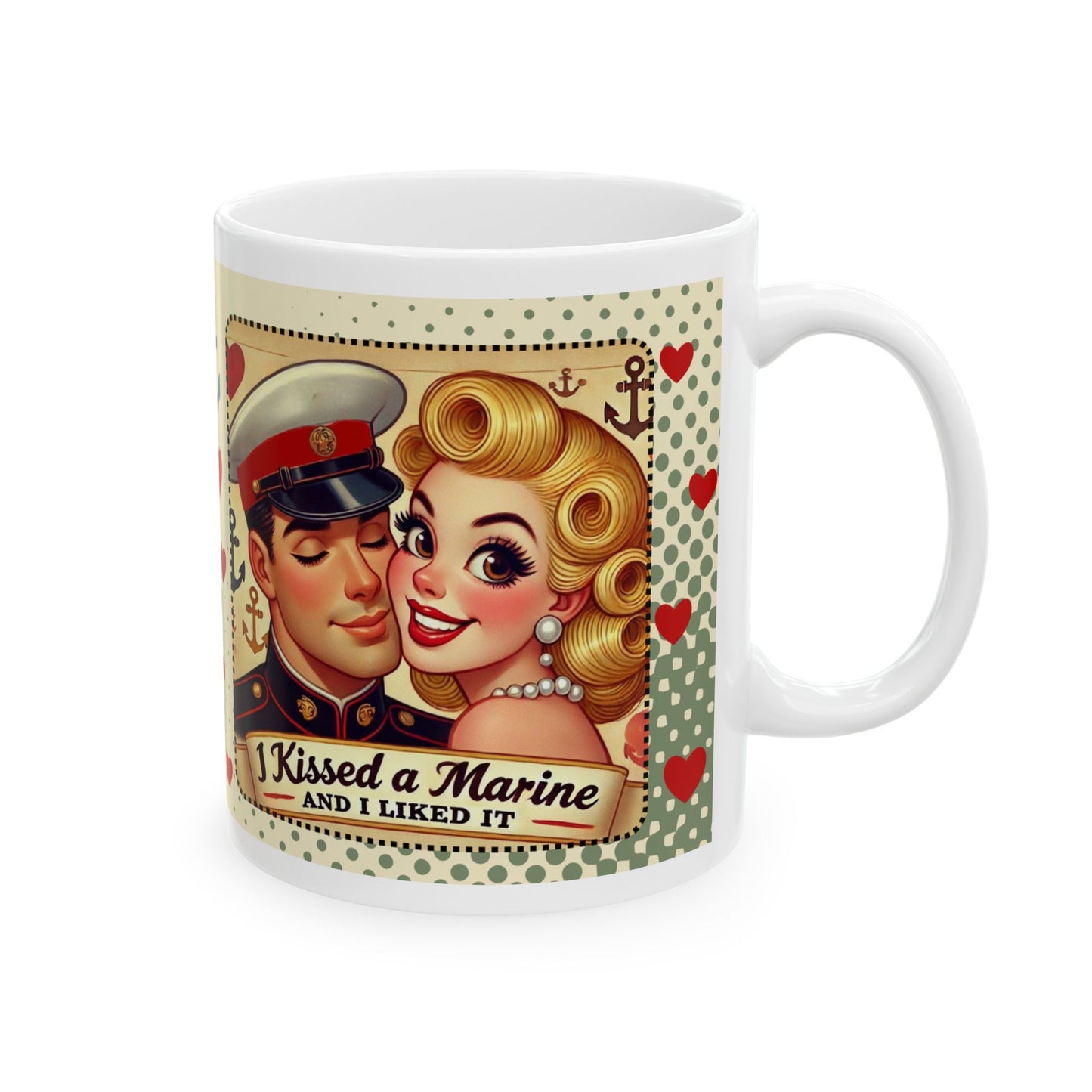I Kissed a Marine and I Liked It Coffee Mug – Retro 50s Military Gift for Marine Spouses & Girlfriends Blonde