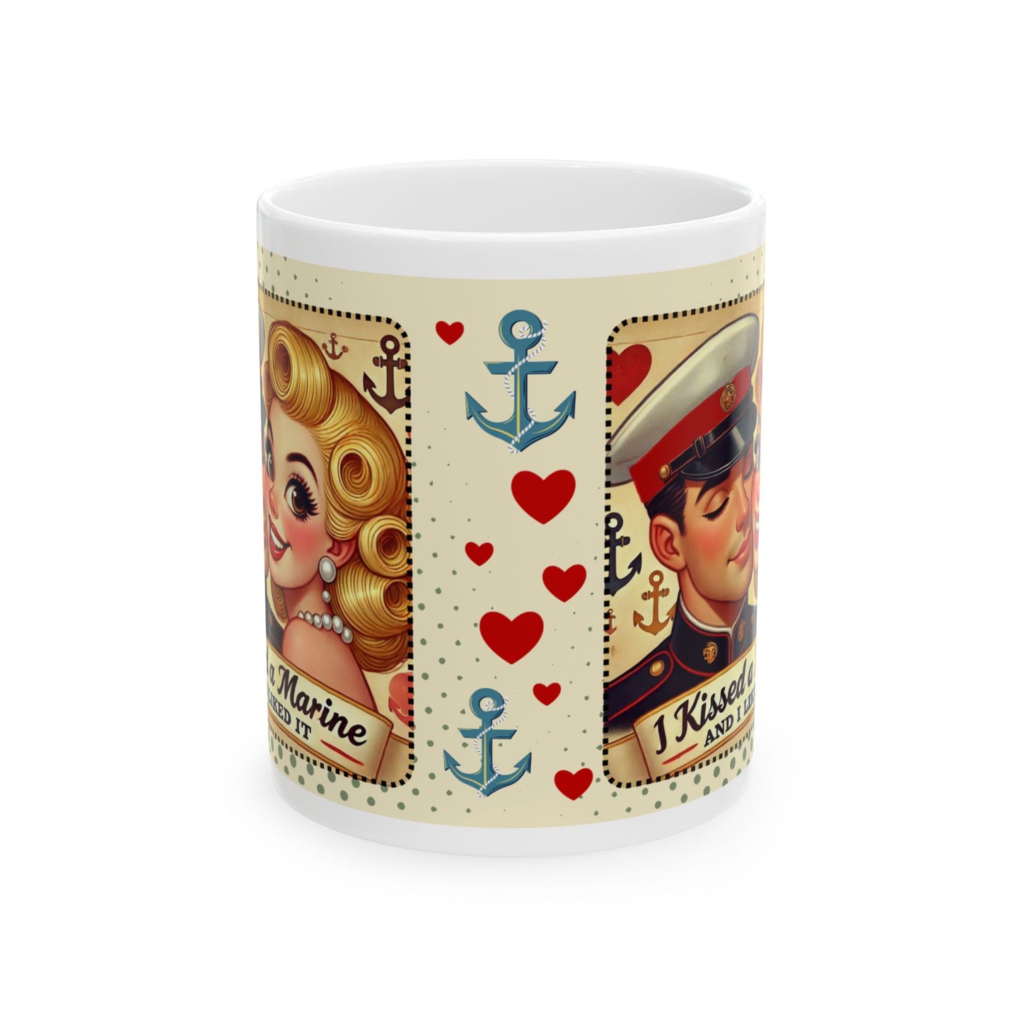 I Kissed a Marine and I Liked It Coffee Mug – Retro 50s Military Gift for Marine Spouses & Girlfriends Blonde