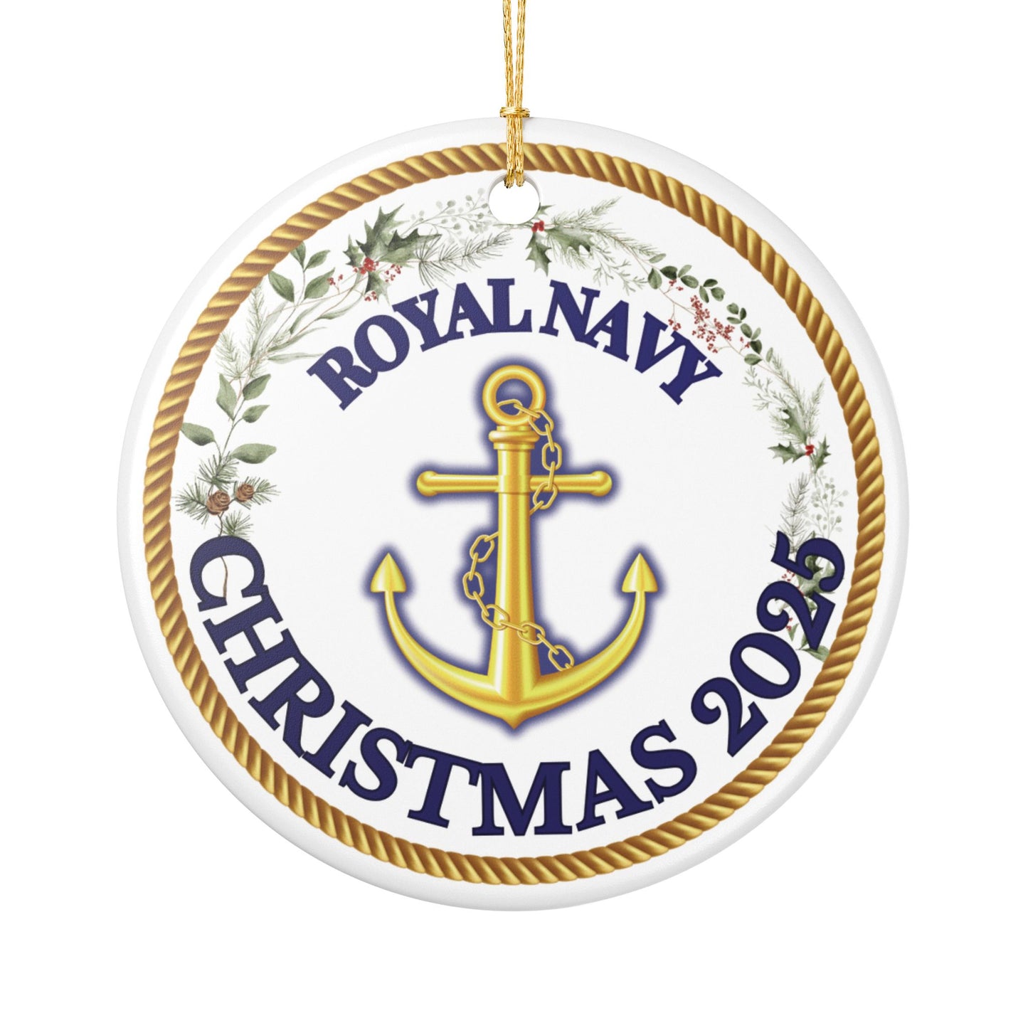 Royal Navy Christmas Ornament 2025 | Anchor Crest Ceramic Decoration