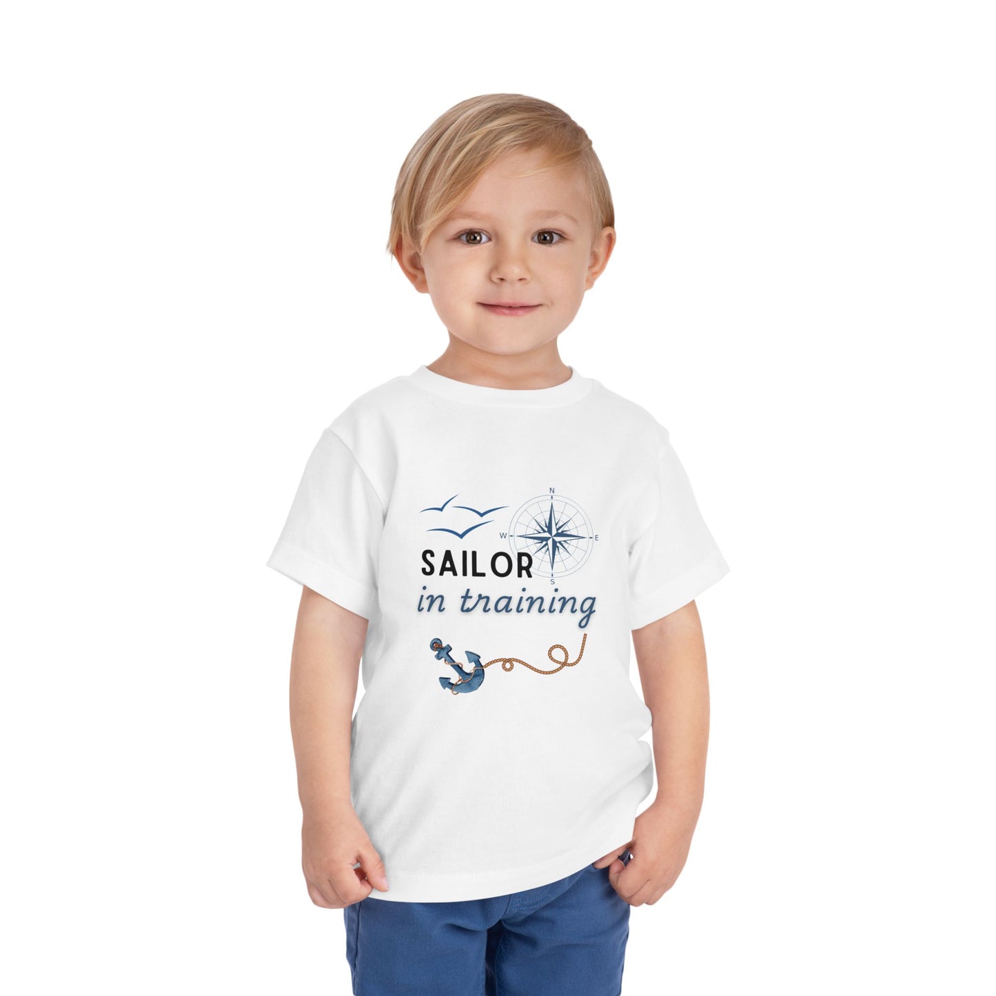 Sailor in Training toddler t-shirt in navy, perfect for Navy kids and military families, made from soft Airlume cotton.
