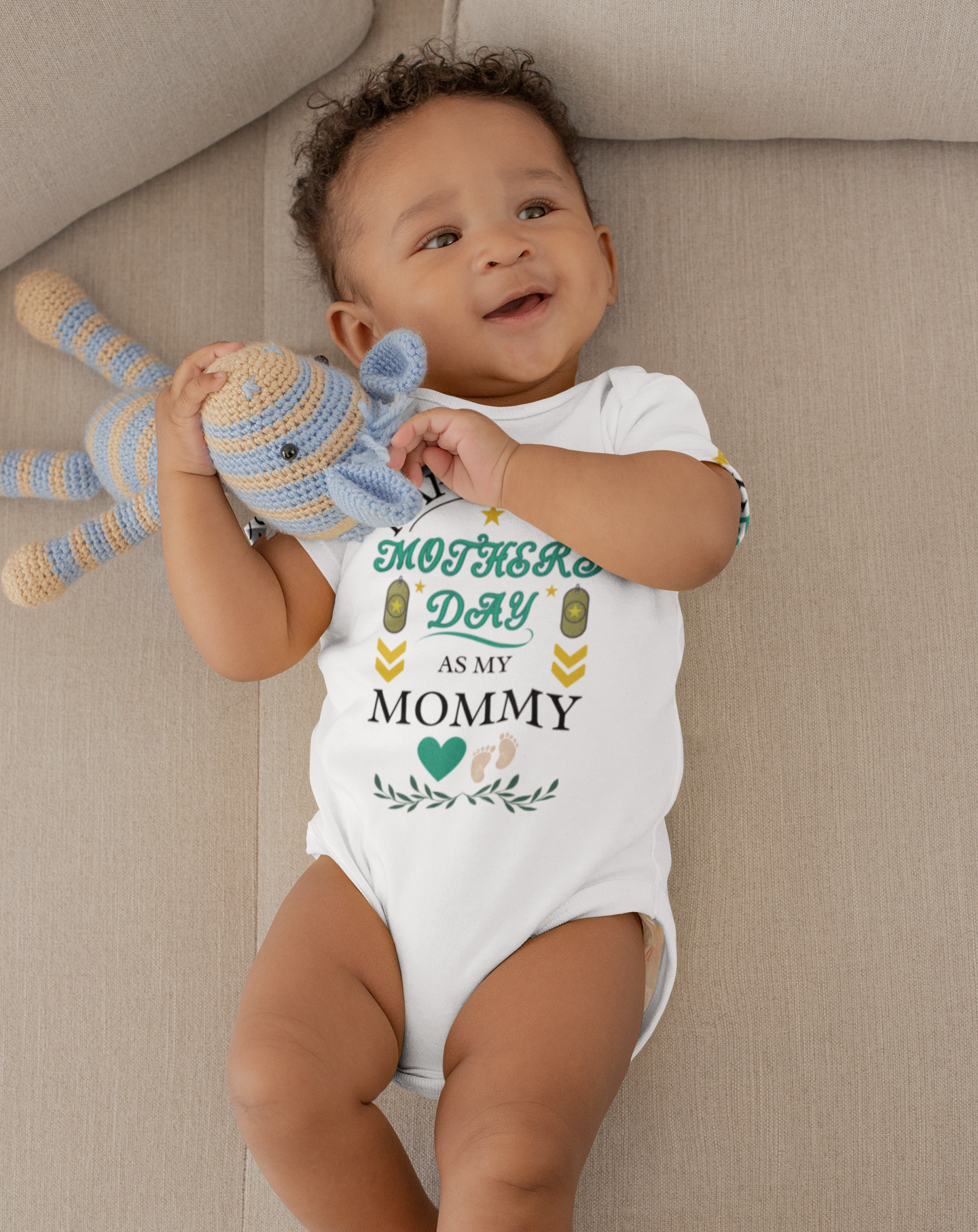 Army Mom First Mother’s Day Baby Bodysuit – Cute Military Baby Gift