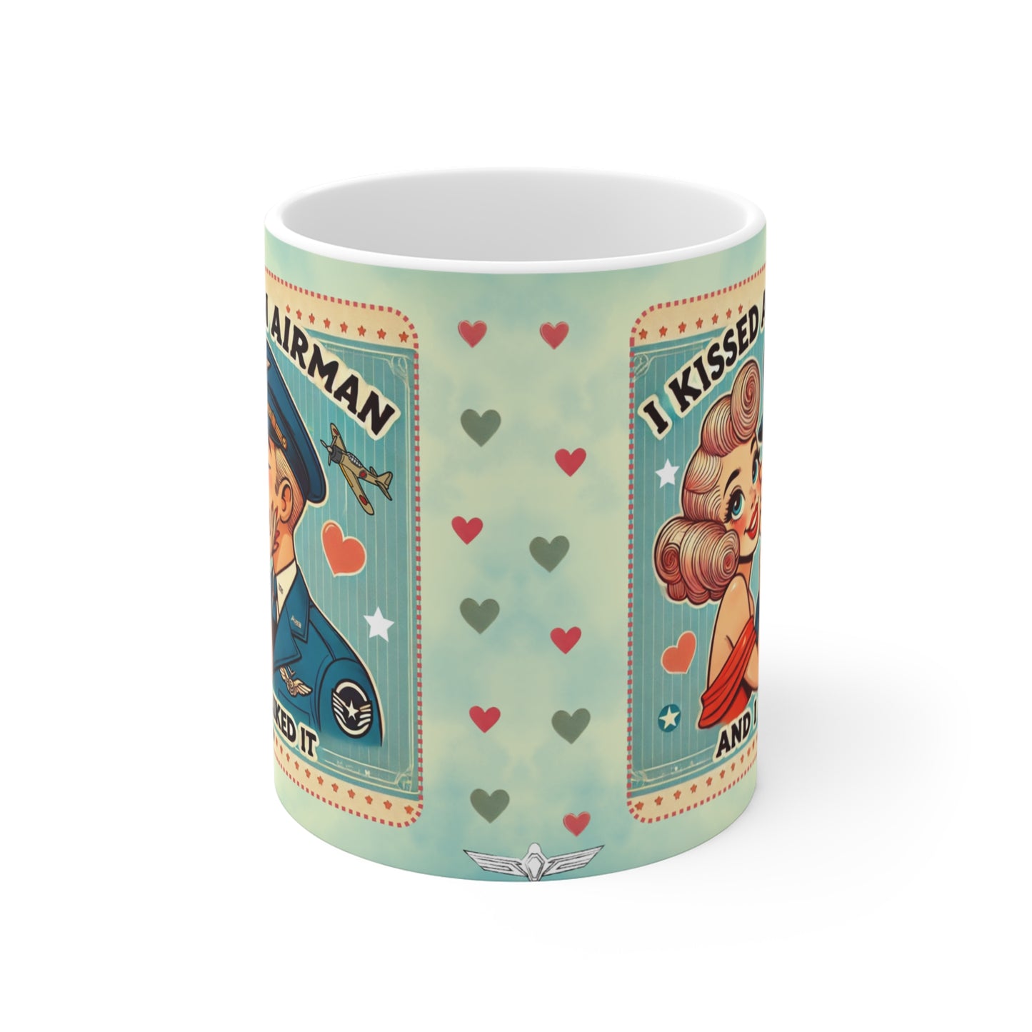 I Kissed an Airman and I Liked It Retro 50s Coffee Mug – Blonde Lady Design