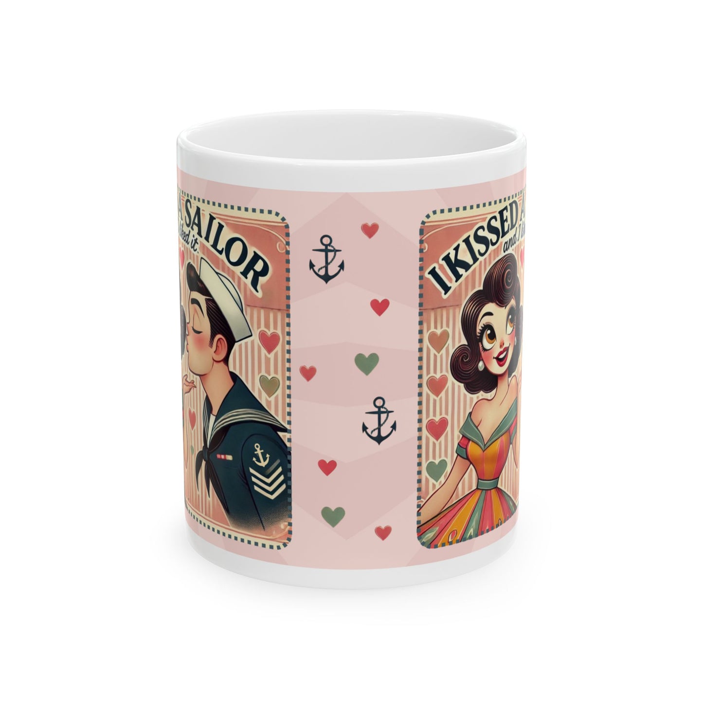 I Kissed a Sailor and I Liked It Retro 50s Coffee Mug – Brunette Lady Design