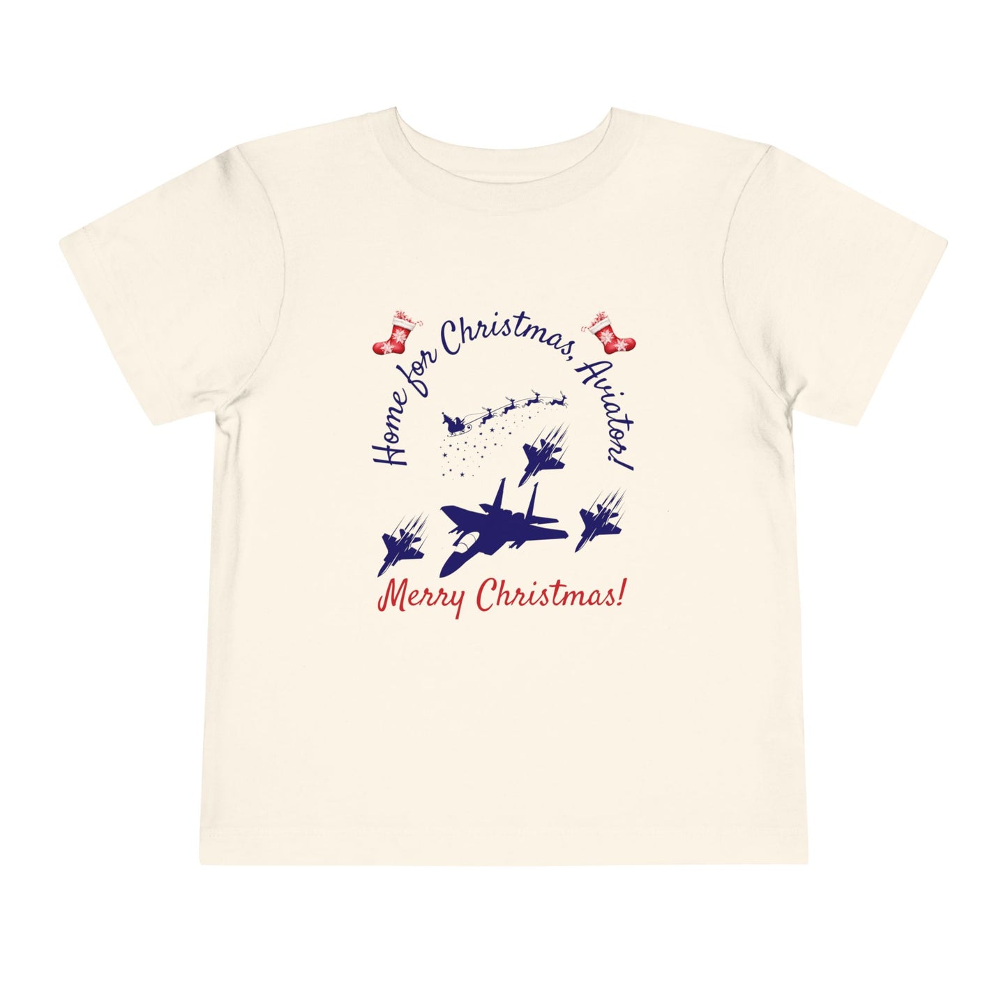 Home for Christmas Aviator Toddler T-Shirt | Military Christmas Gift for USAF Kids | 5 Colors Available