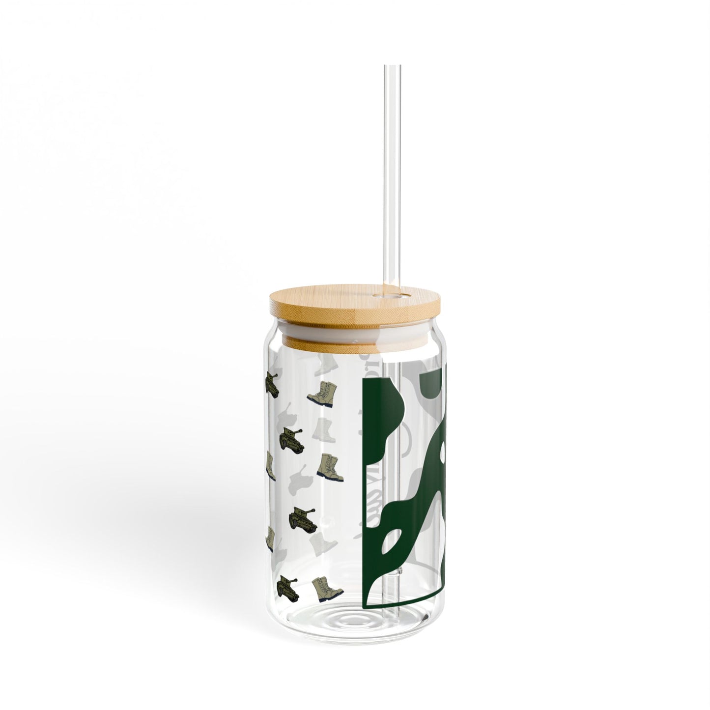 Proud Army Wife Iced Coffee Cup with Bamboo Lid