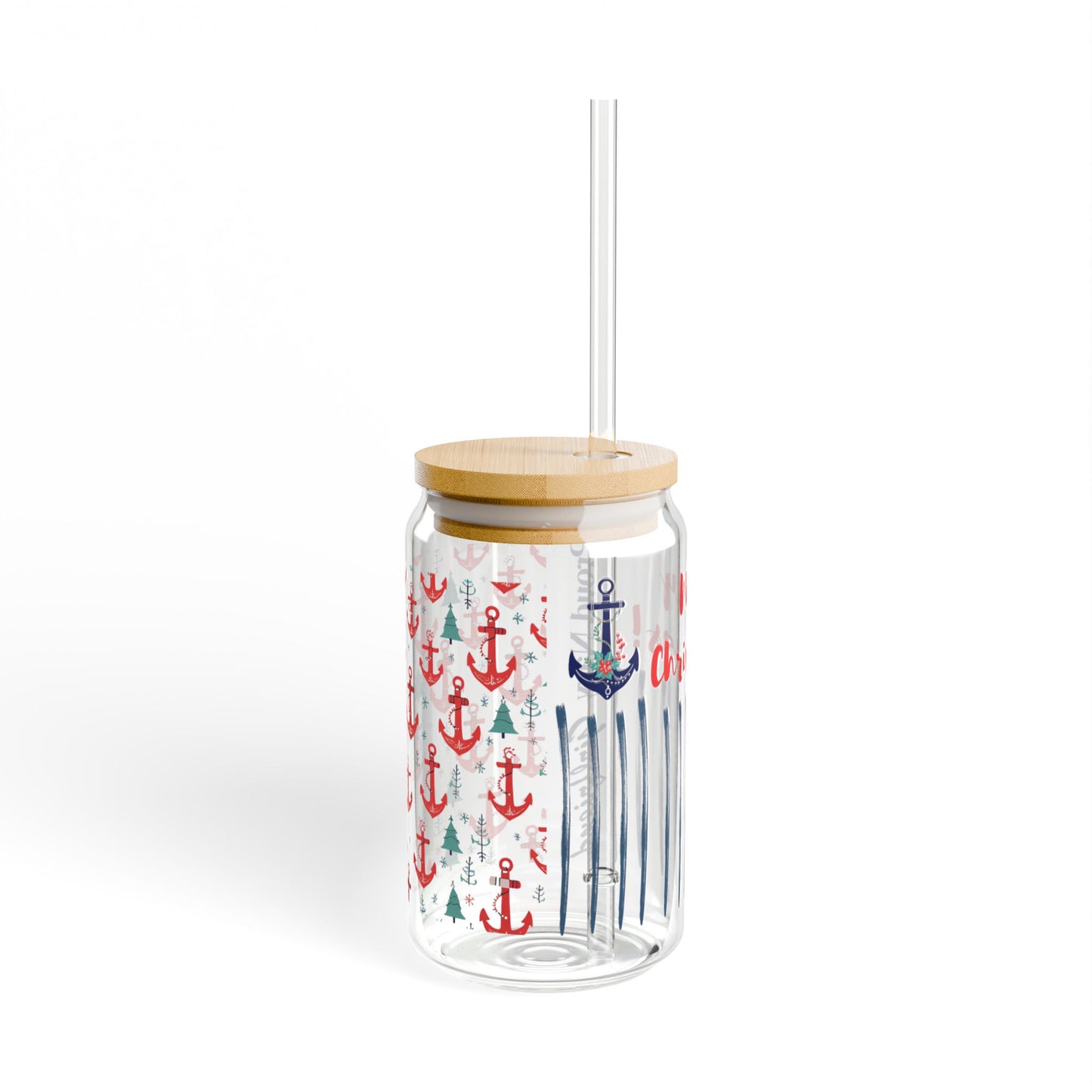 Proud Navy Girlfriend Christmas Iced Coffee Cup with Bamboo Lid