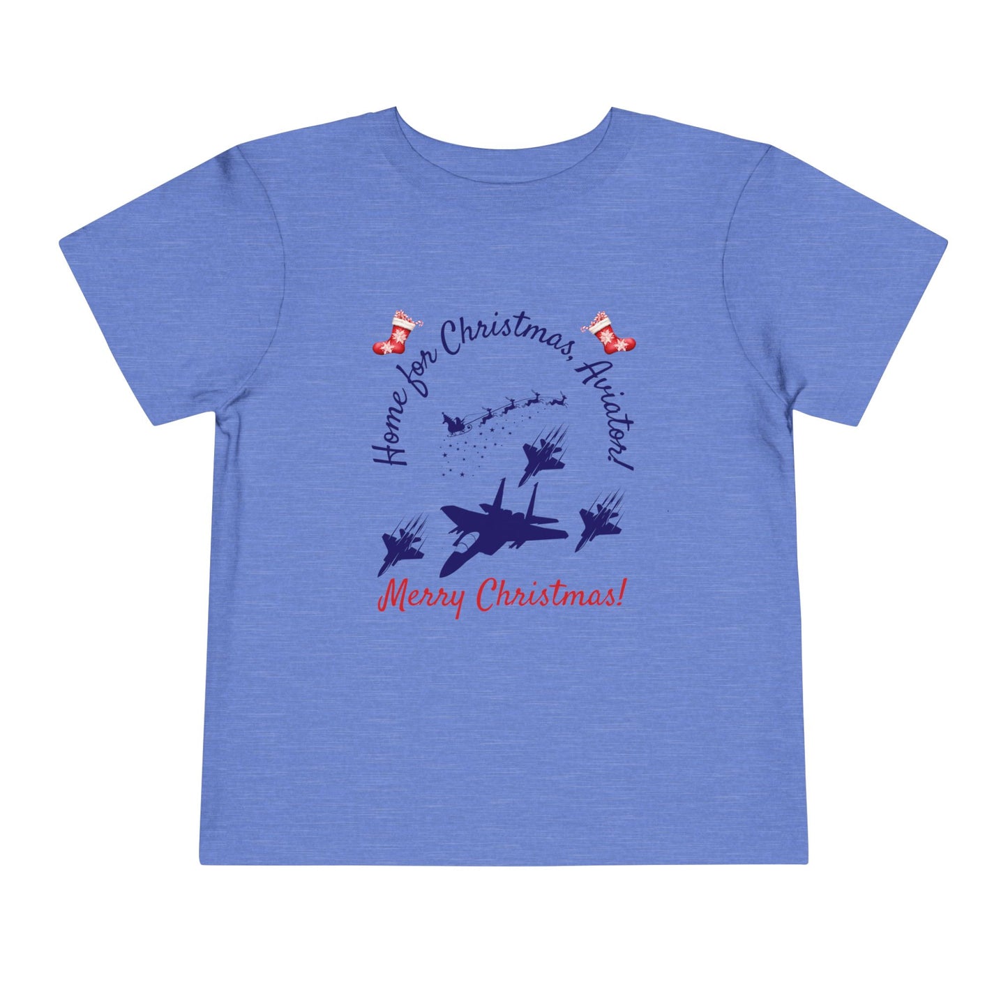 Home for Christmas Aviator Toddler T-Shirt | Military Christmas Gift for USAF Kids | 5 Colors Available