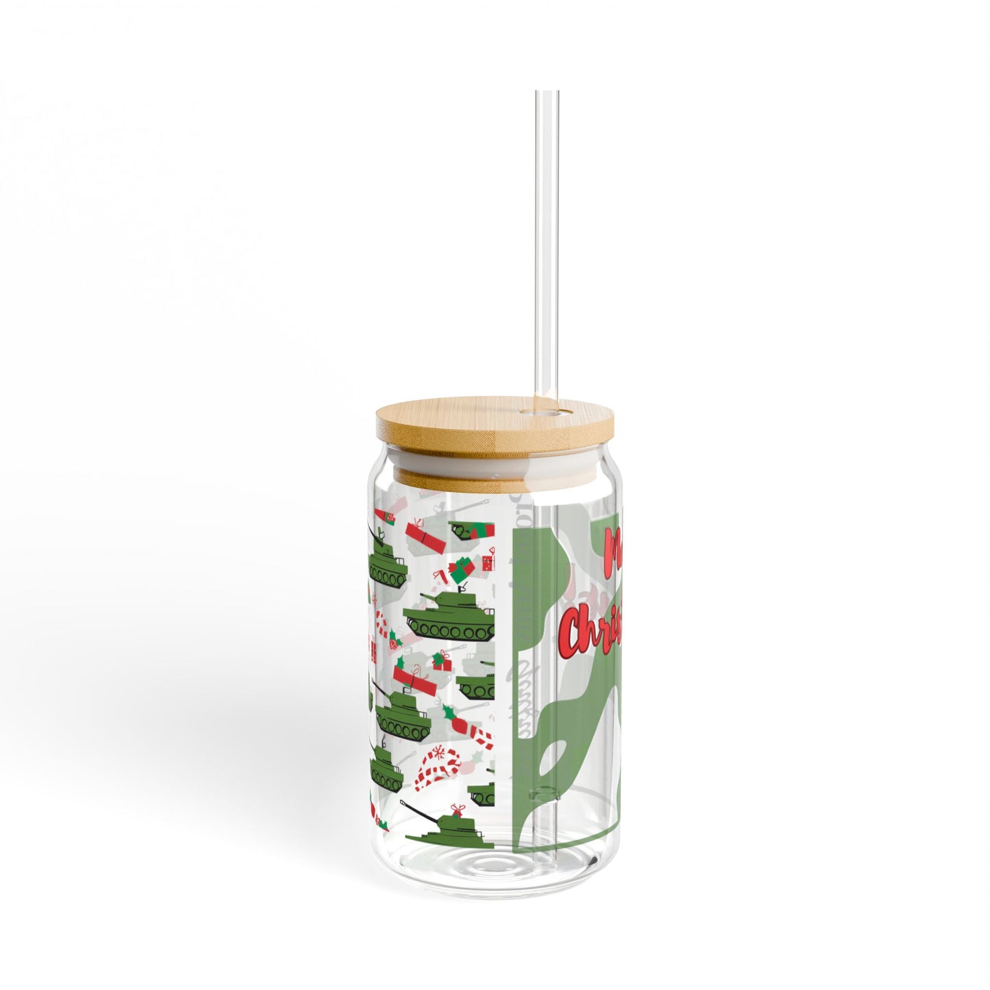 Proud Army Girlfriend Christmas Iced Coffee Cup with Bamboo Lid