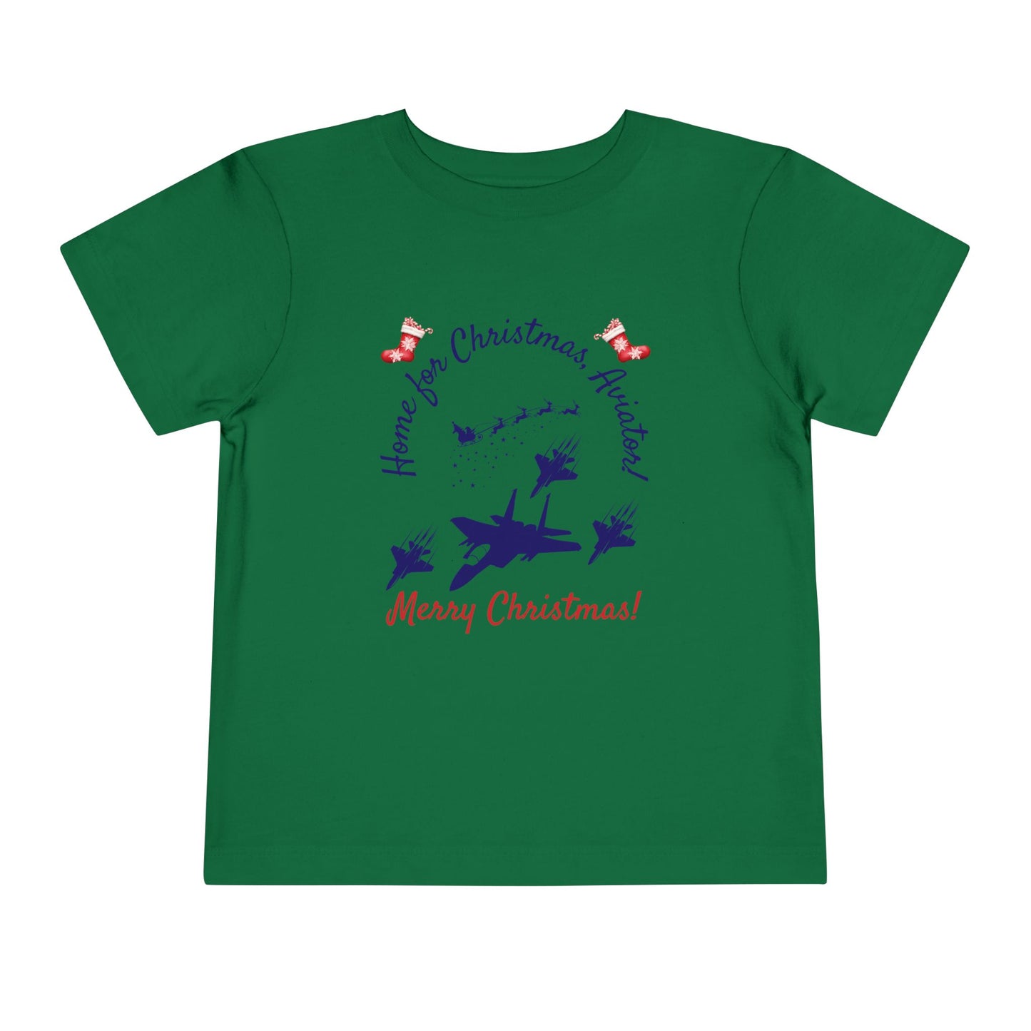 Home for Christmas Aviator Toddler T-Shirt | Military Christmas Gift for USAF Kids | 5 Colors Available