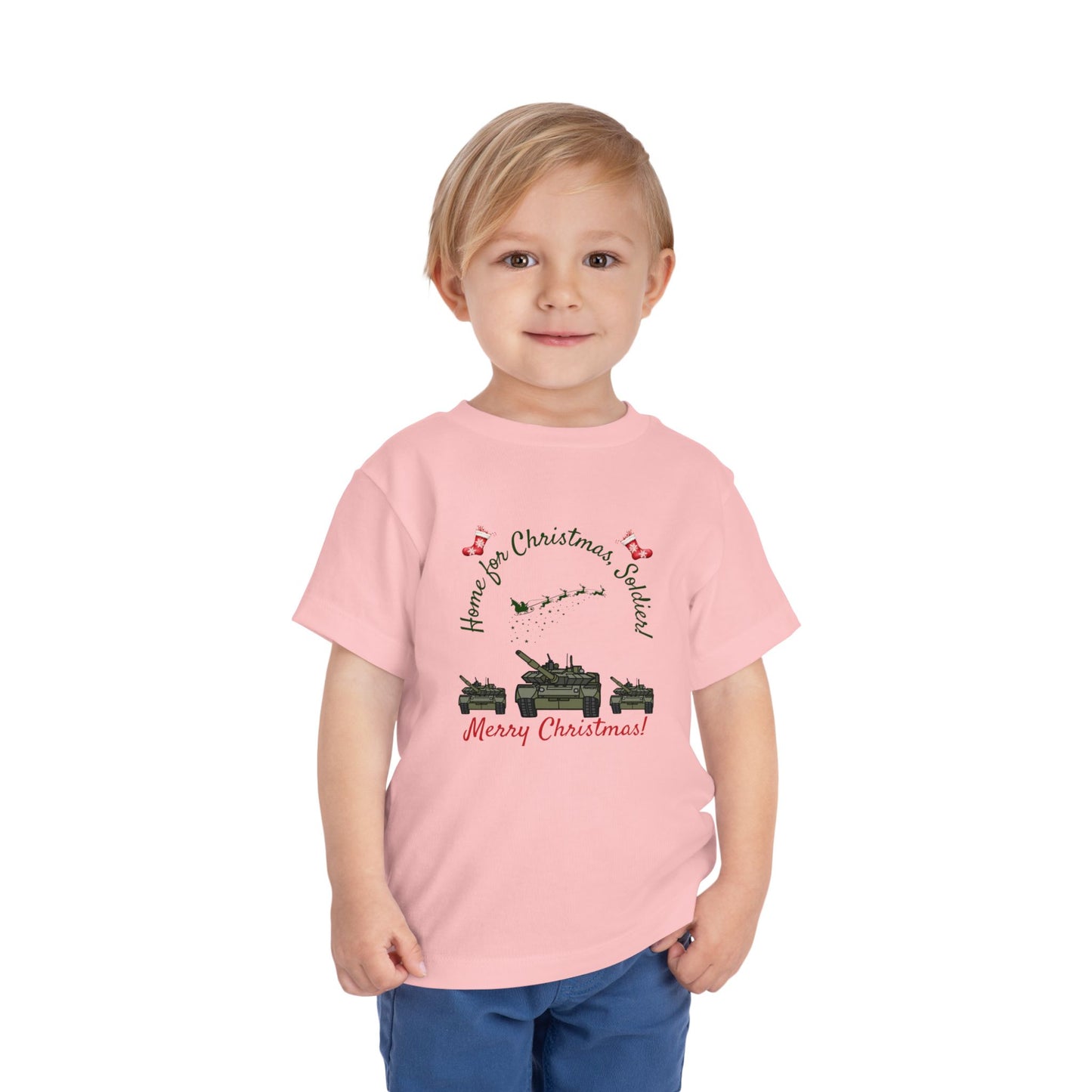 Home for Christmas Soldier Toddler T-Shirt | Military Christmas Gift for Kids | 7 Colors Available