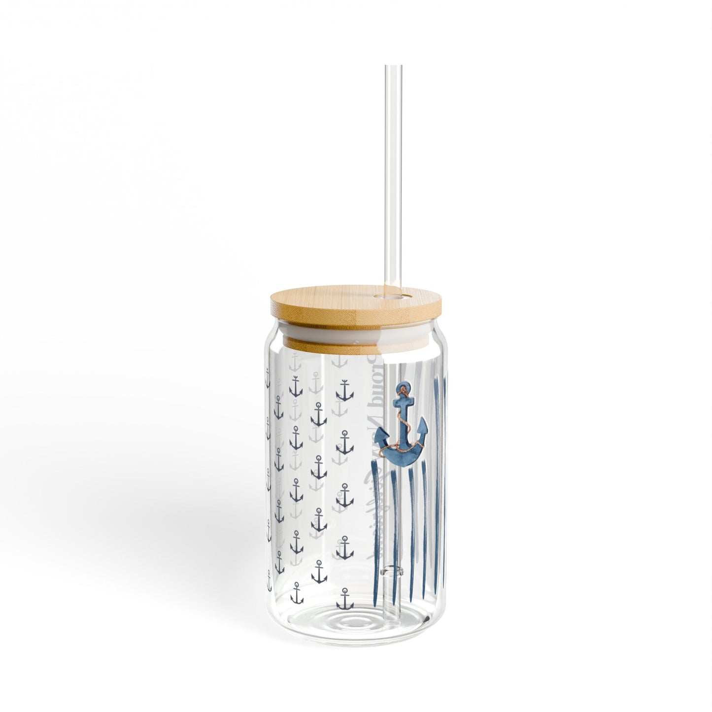 Proud Navy Girlfriend Iced Coffee Cup with Bamboo Lid