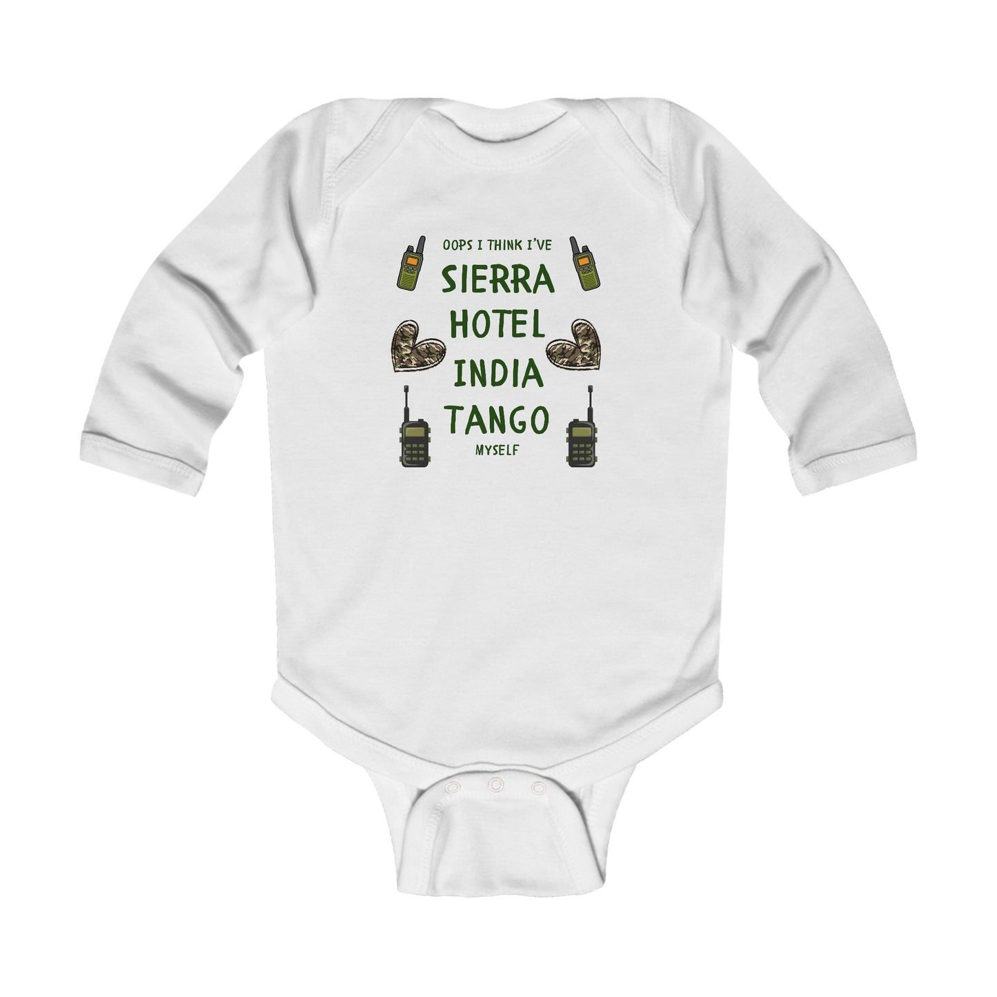 Oops I Think I Sierra Hotel India Tango Myself Baby Bodysuit | Funny Military Baby Grow | Free Shipping USA