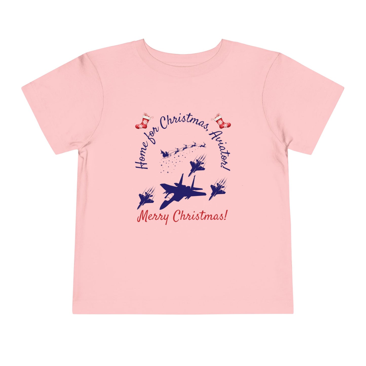 Home for Christmas Aviator Toddler T-Shirt | Military Christmas Gift for USAF Kids | 5 Colors Available