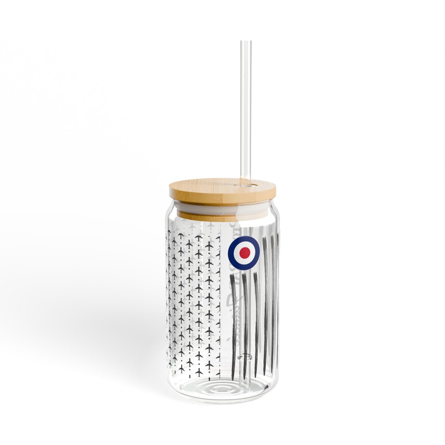 Proud RAF Fiancée Glass Iced Coffee Cup with Bamboo Lid