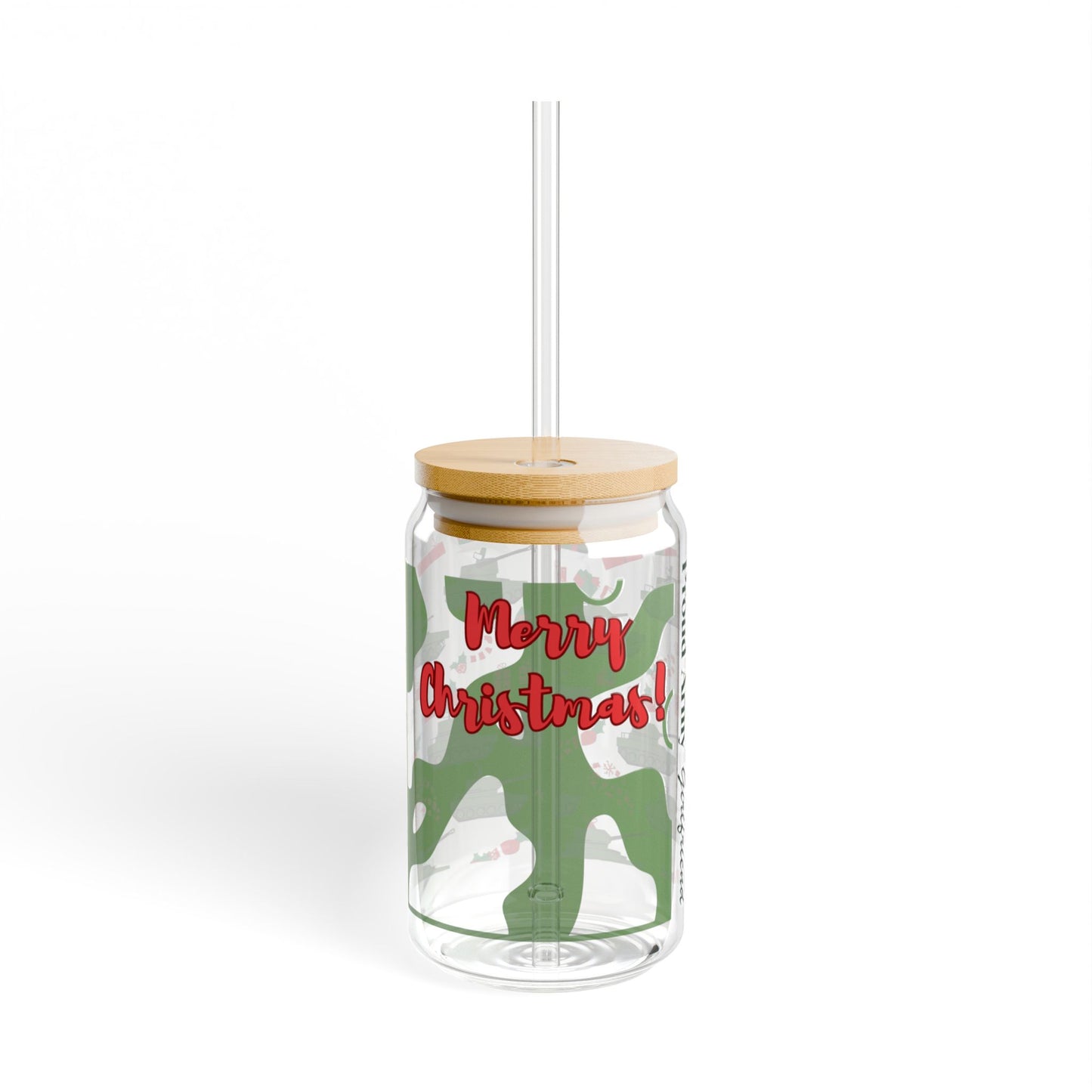 Proud Army Girlfriend Christmas Iced Coffee Cup with Bamboo Lid