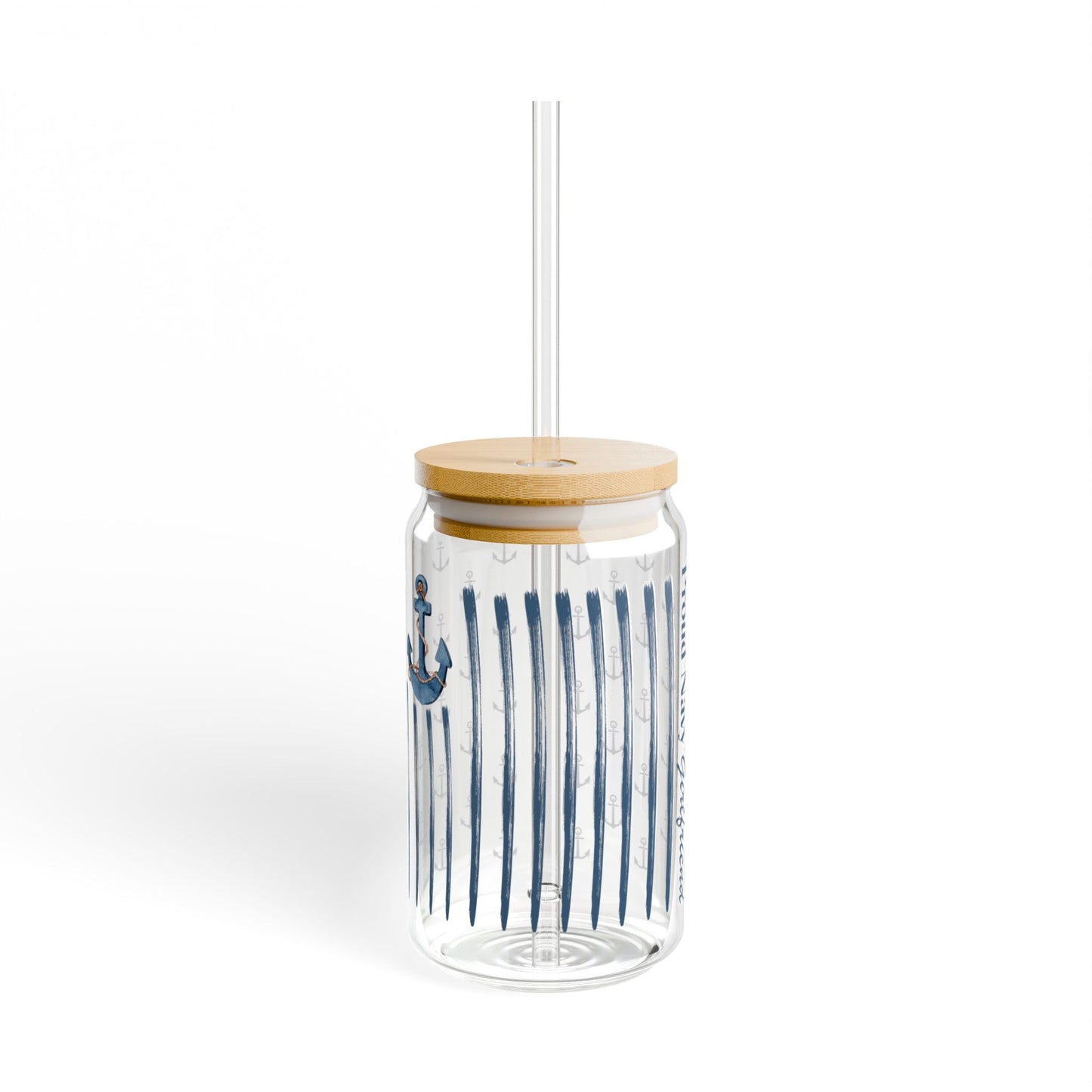 Proud Navy Girlfriend Iced Coffee Cup with Bamboo Lid
