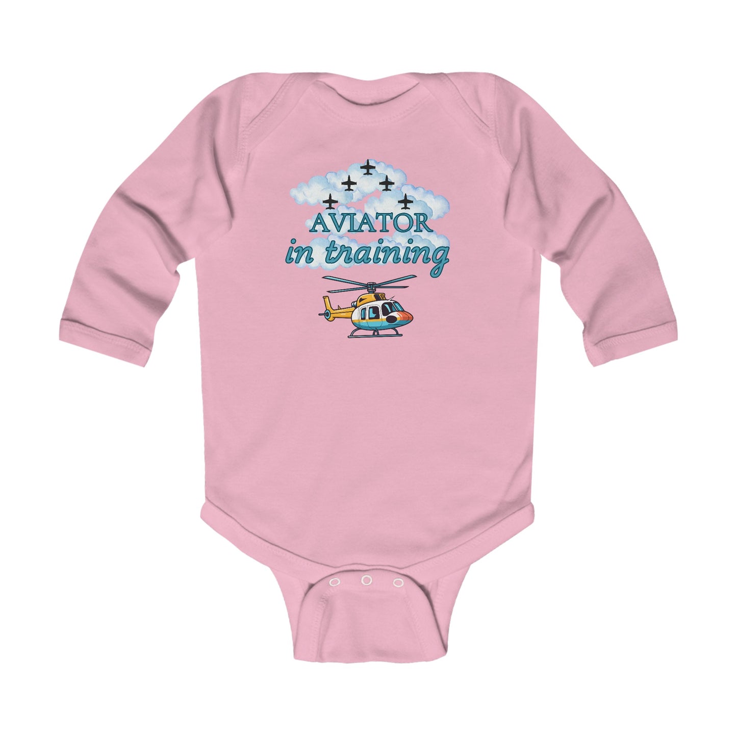 Aviator in Training Long Sleeve Baby Bodysuit | Air Force Baby Outfit with US Flag | 3 Colors Available