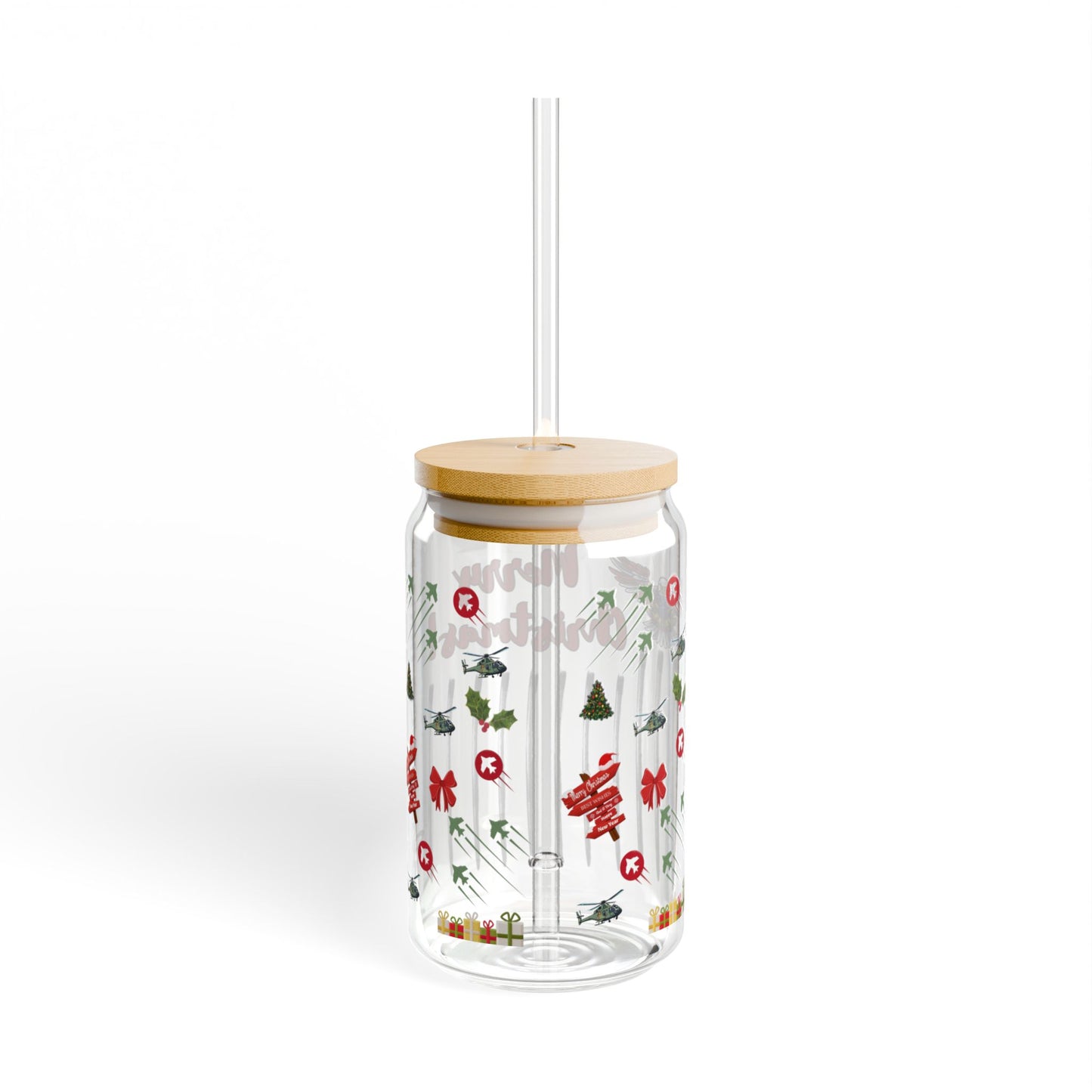 Proud USAF Wife Christmas Iced Coffee Cup with Bamboo Lid