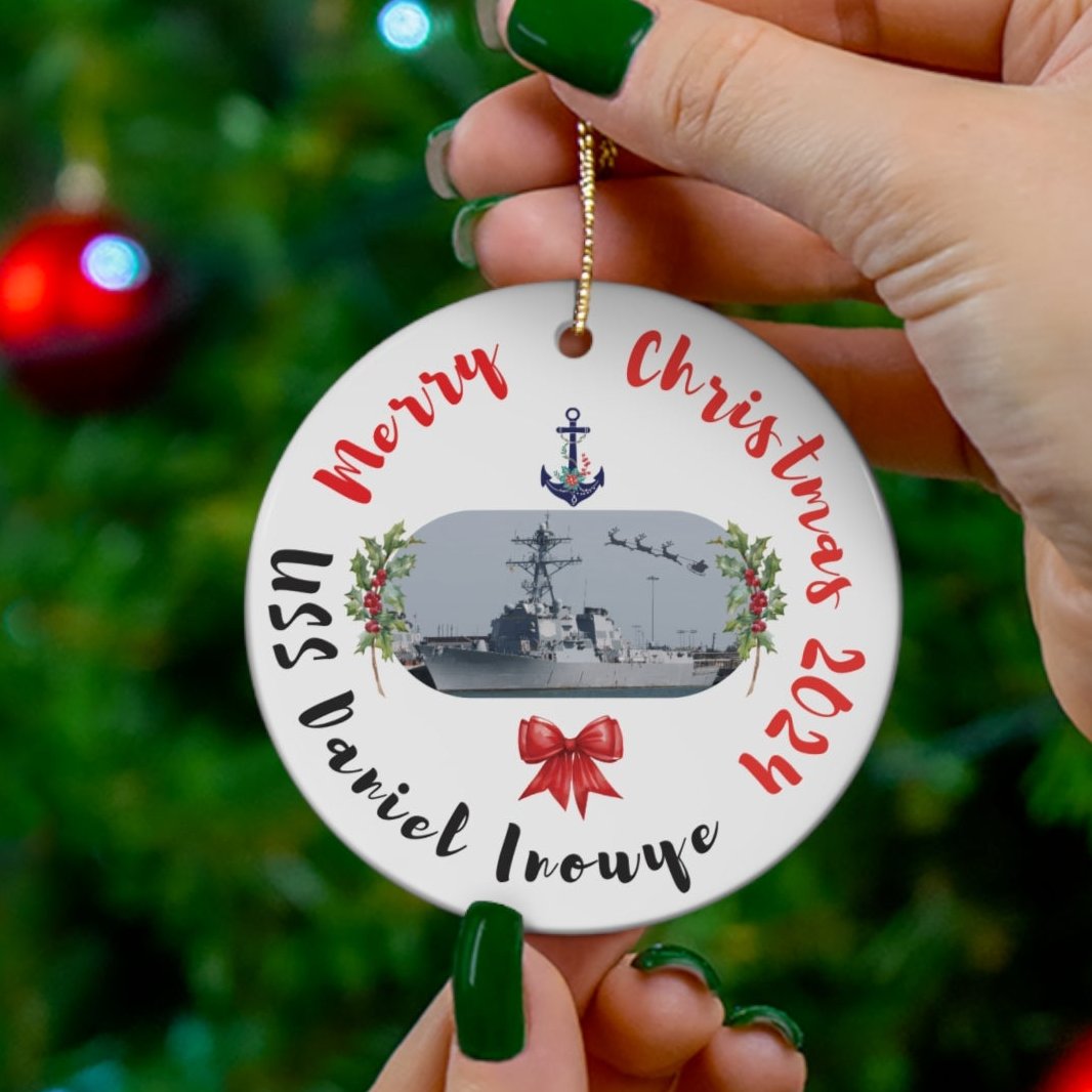 US Navy, USS Daniel Inouye, Christmas Ornament 2024