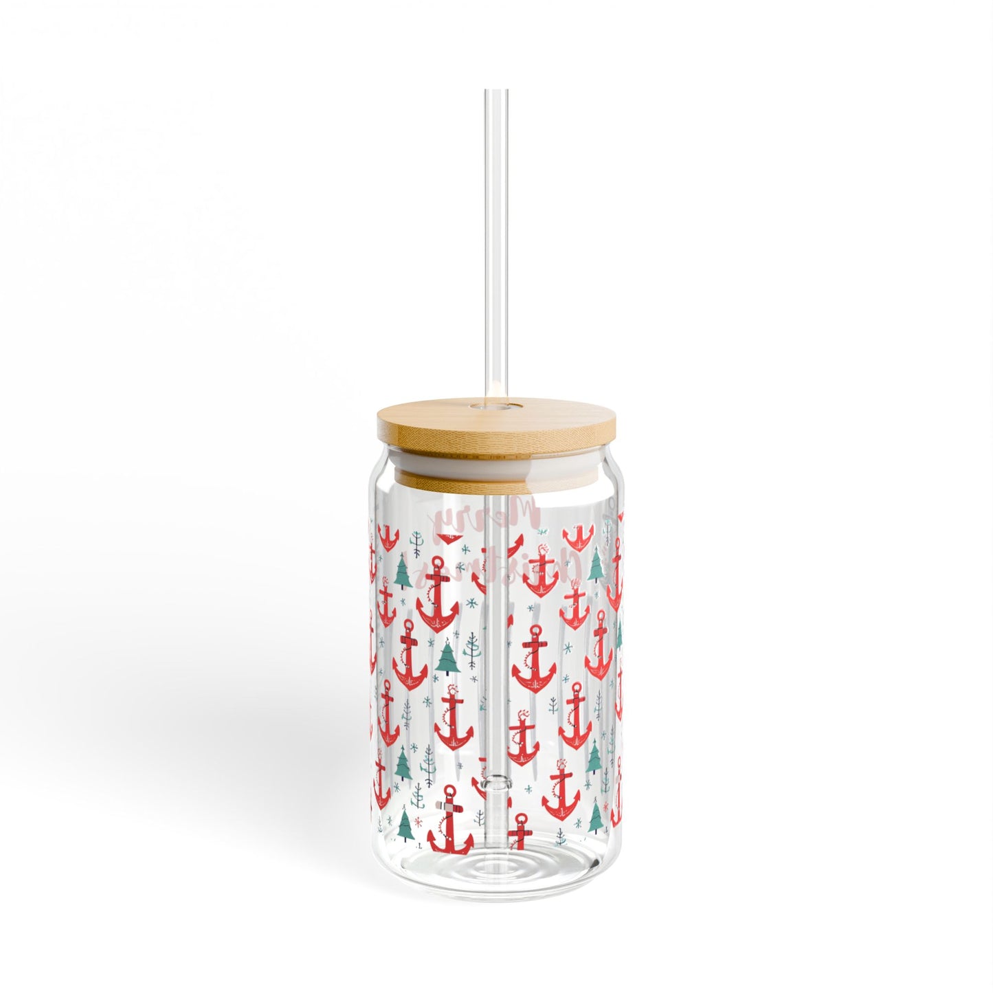 Proud Navy Girlfriend Christmas Iced Coffee Cup with Bamboo Lid