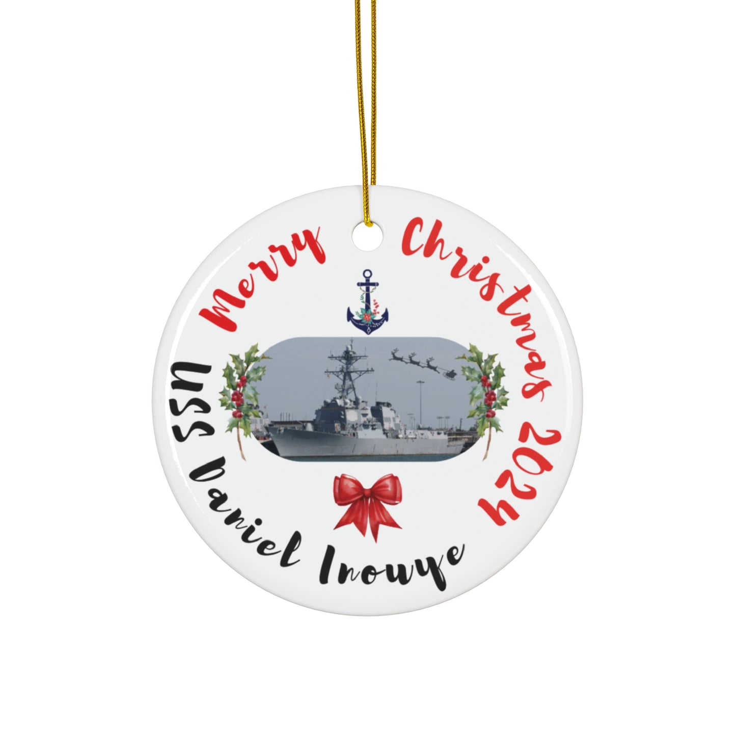 US Navy, USS Daniel Inouye, Christmas Ornament 2024