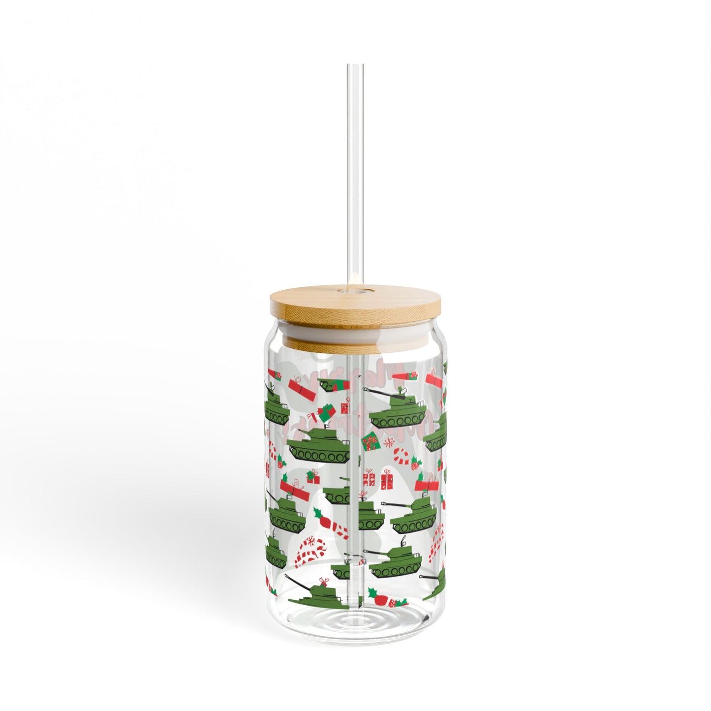 Proud Army Girlfriend Christmas Iced Coffee Cup with Bamboo Lid