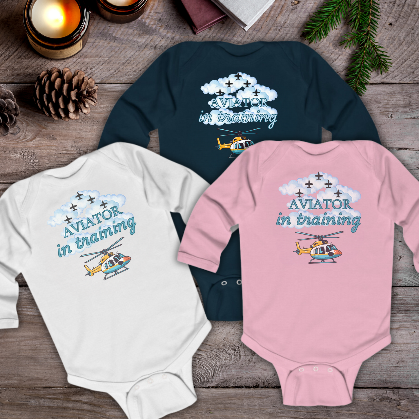 'Aviator in Training' Baby Body Suit - 3 Colours Available
