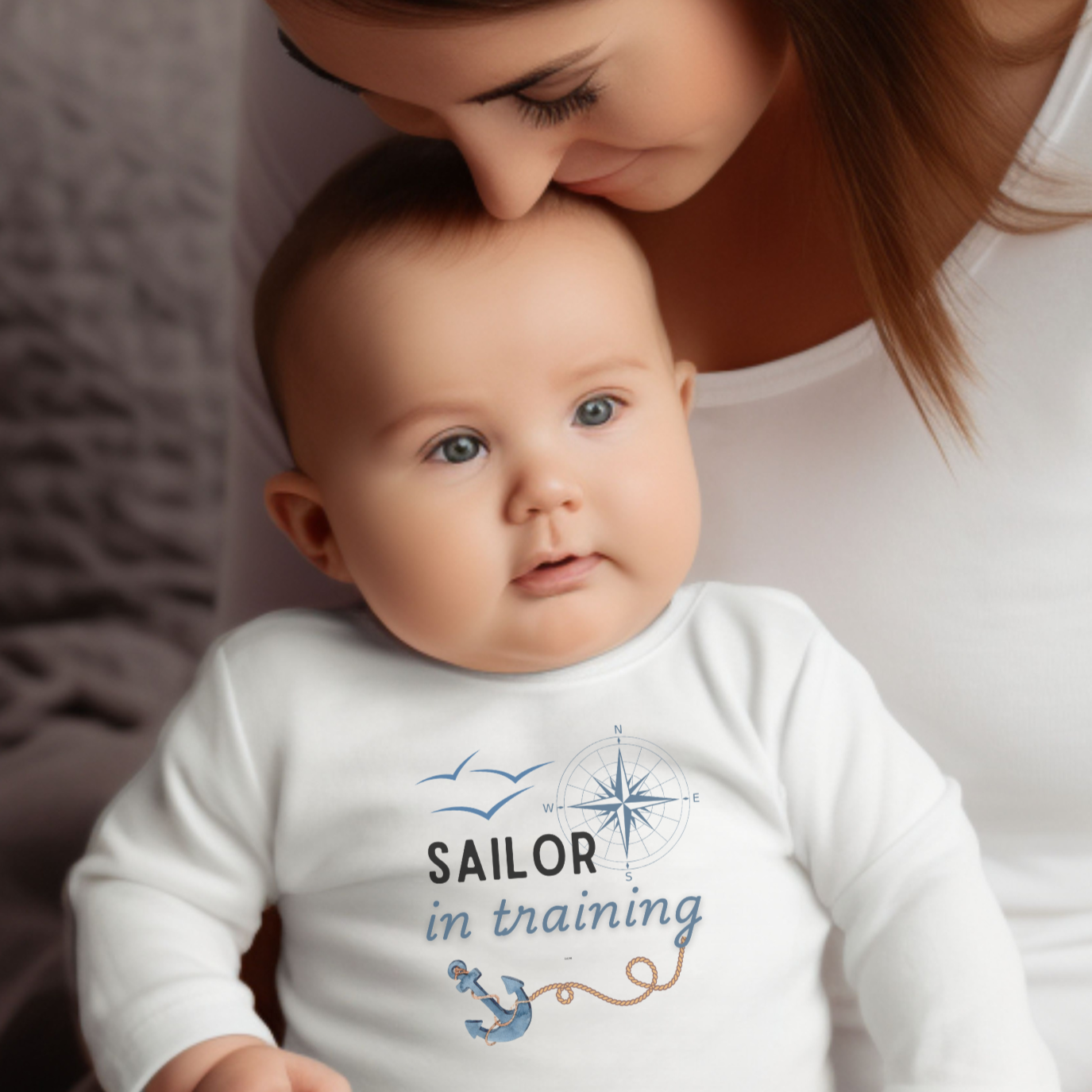 US Navy sailor baby grow with anchor perfect baby announcement gift for military parents.