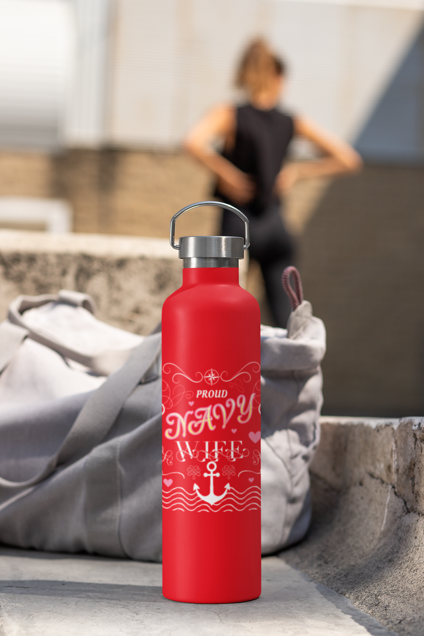 Proud Navy Wife Water Bottle – 22oz Copper Insulated, Custom Military Gift