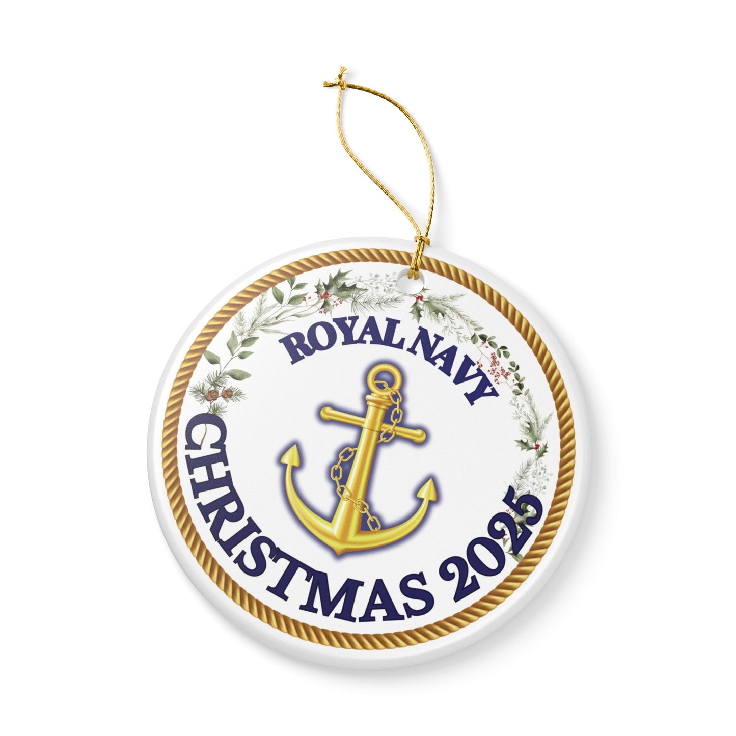 Royal Navy Christmas Ornament 2025 | Anchor Crest Ceramic Decoration