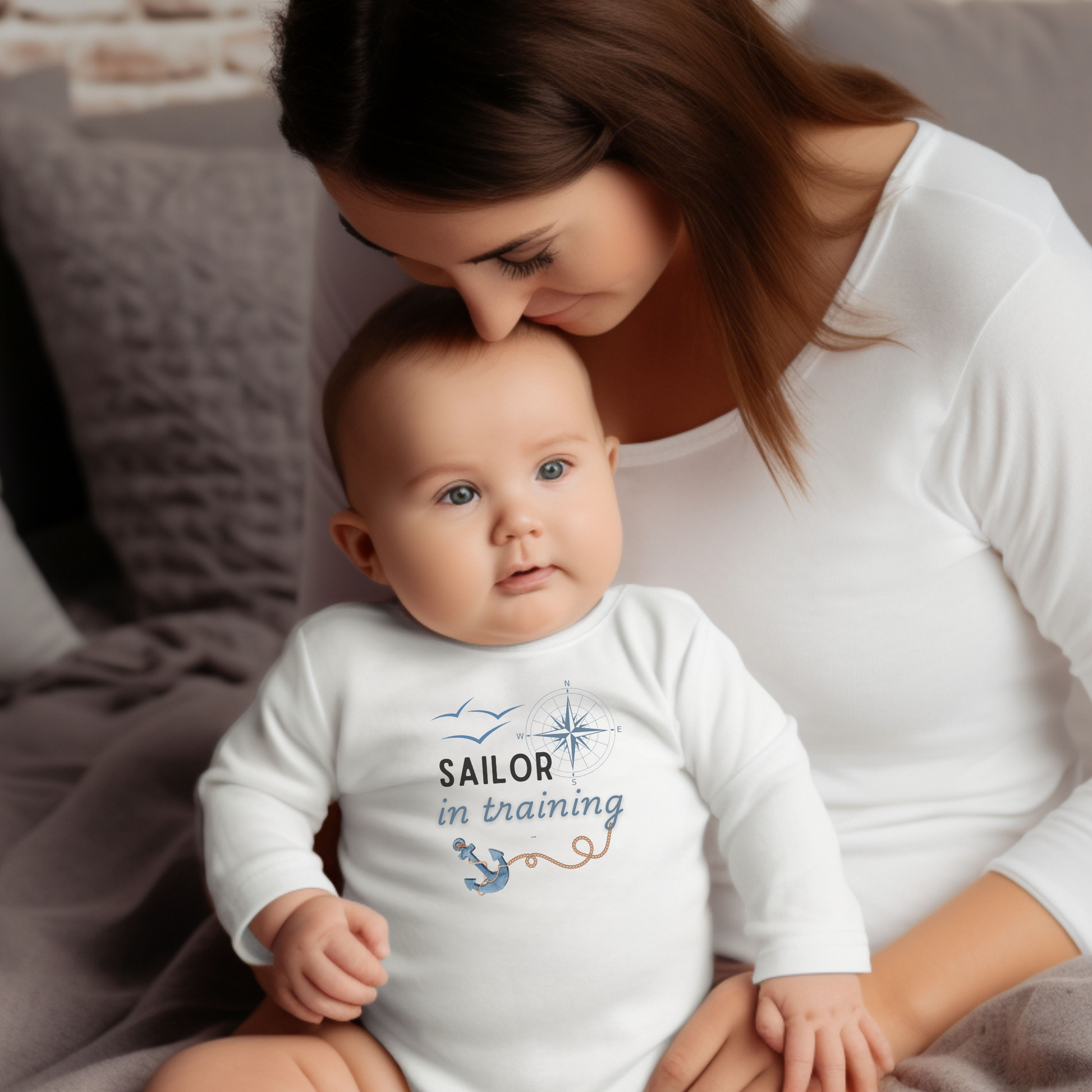 US Sailor in training cute babygrow - the perfect gift for a US Navy family, baby announcement, sailor baby or military family.