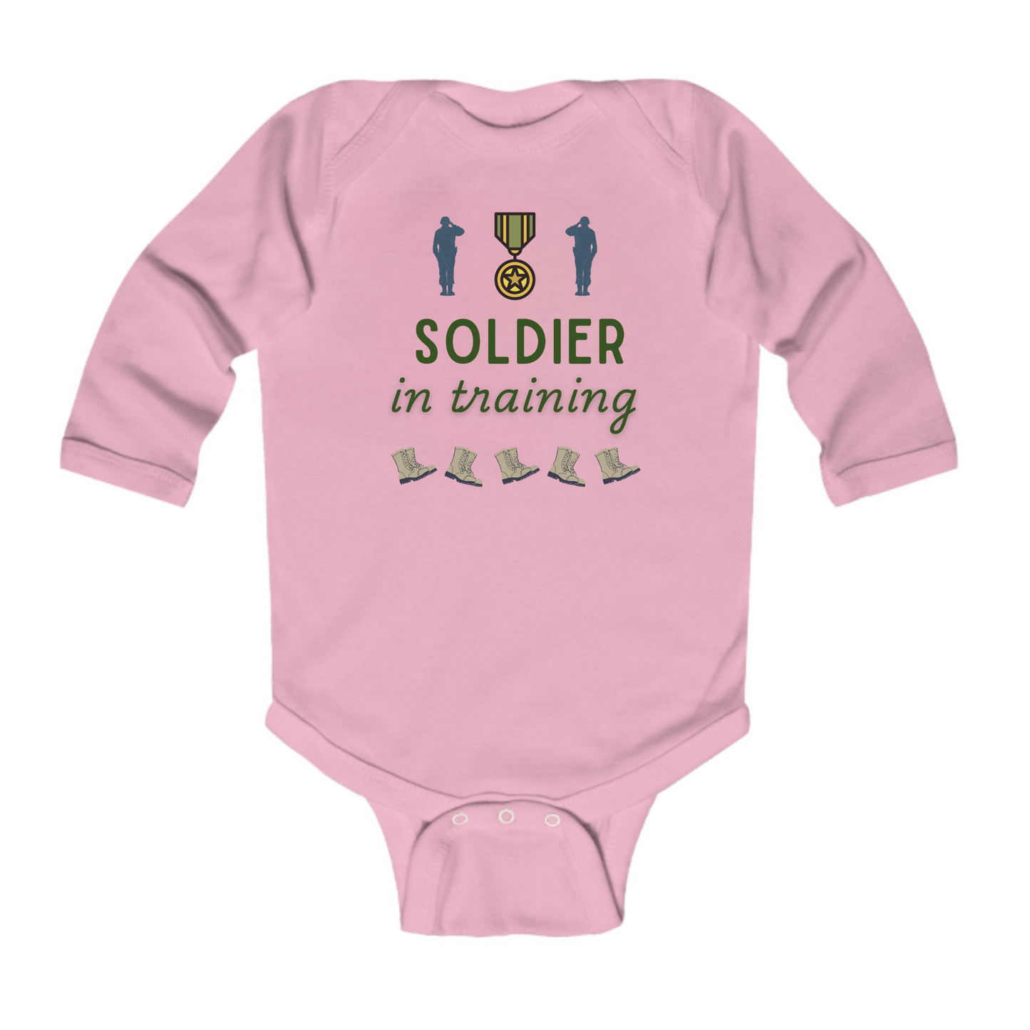 'Soldier in Training' Army, Baby Body Suit - 2 Colours Available