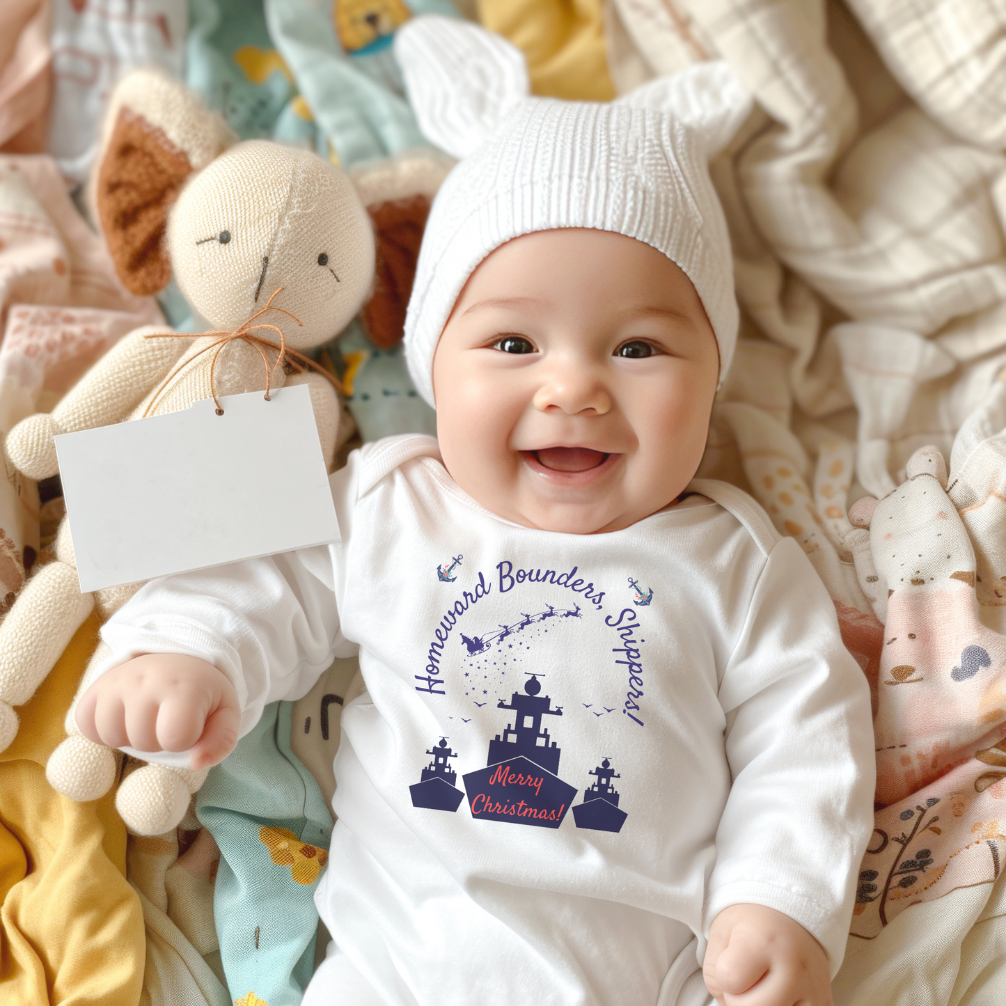 'Homeward Bounders, Shippers!' Christmas Baby Body Suit - 3 Colours Available