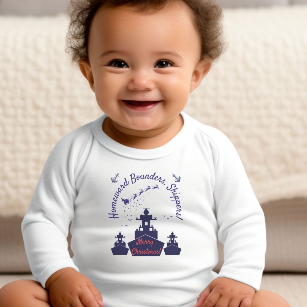 'Homeward Bounders, Shippers!' Christmas Baby Body Suit - 3 Colours Available