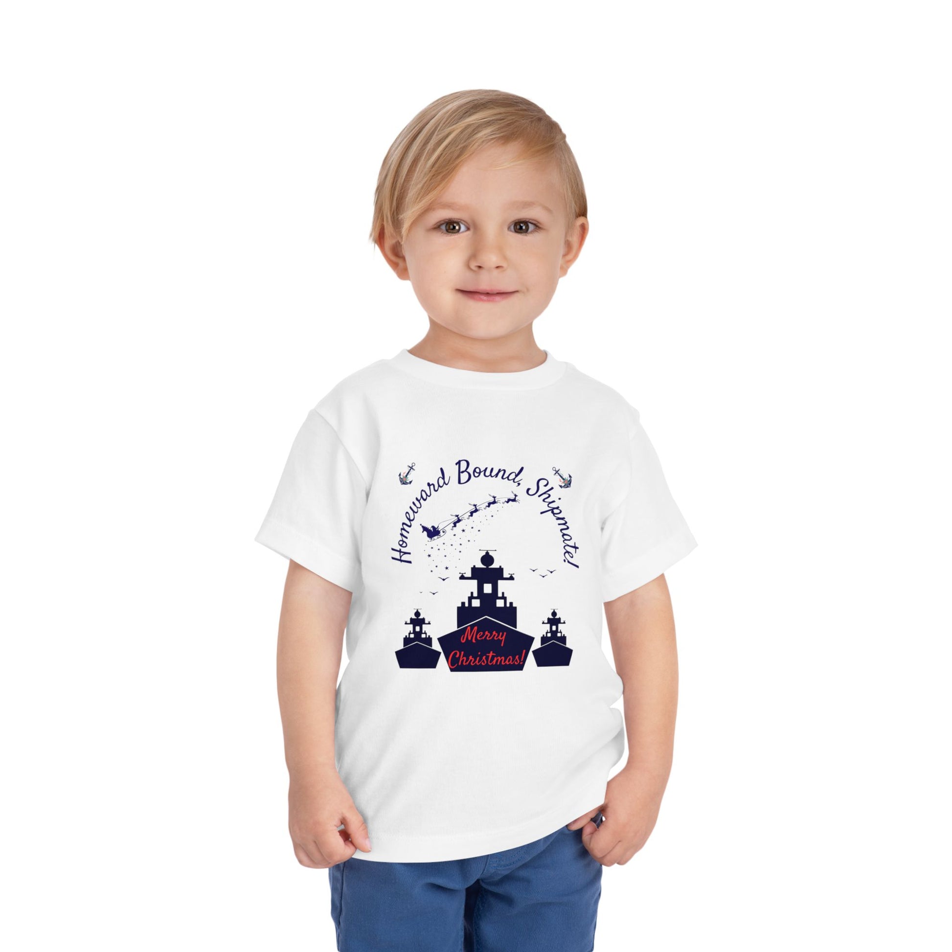 Homeward Bound Navy shipmate toddler t-shirt in 5 colors, perfect for Navy kids and military families, made from soft Airlume cotton.