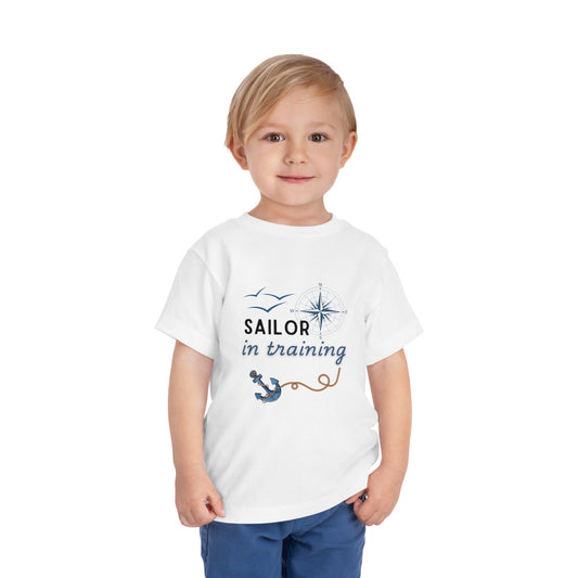 Sailor in Training toddler t-shirt in navy, perfect for Navy kids and military families, made from soft Airlume cotton.