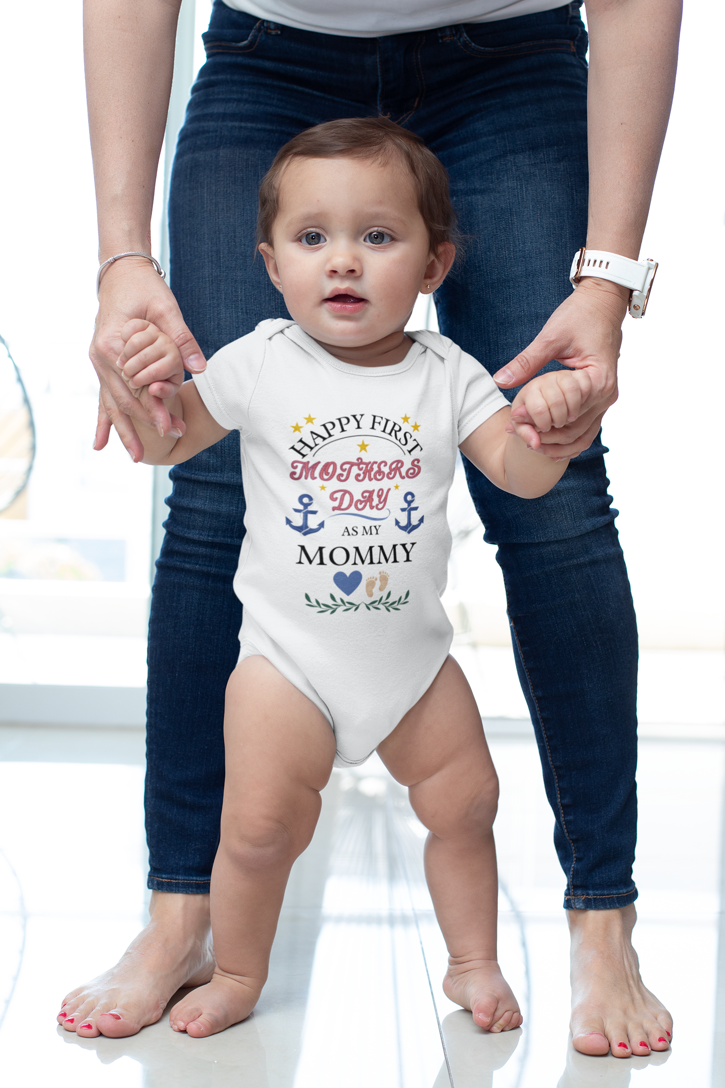Navy Mom First Mother’s Day Baby Bodysuit – Cute Military Baby Gift