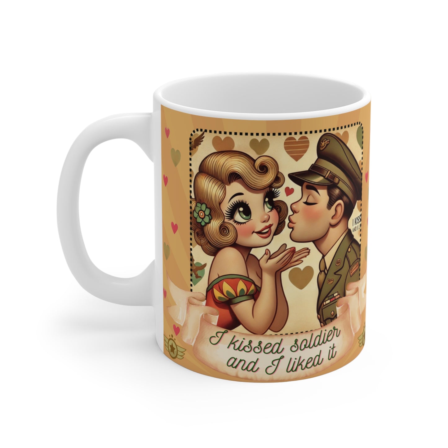 I Kissed a Soldier and I Liked It Retro 50s Coffee Mug – Blonde Lady Design