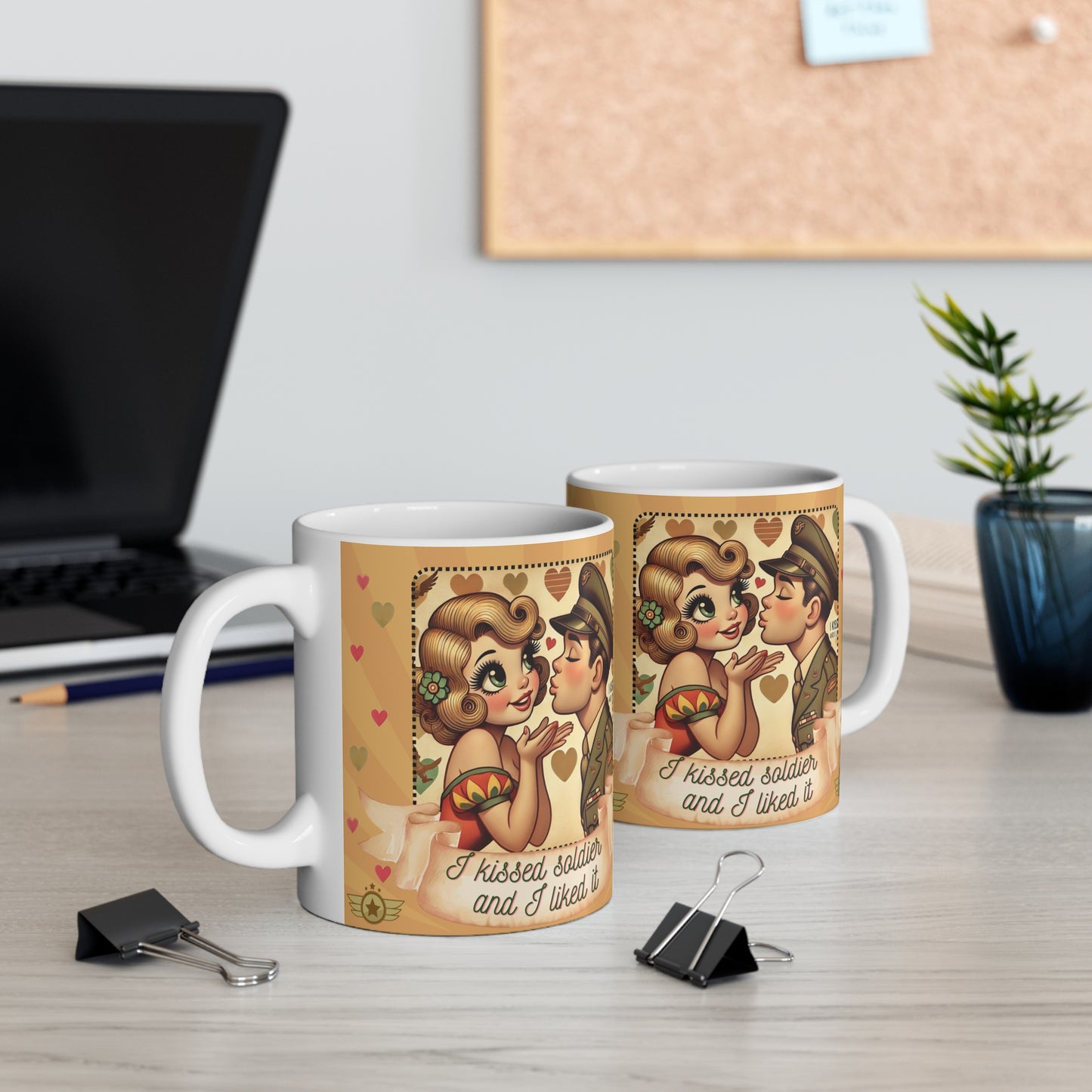 I Kissed a Soldier and I Liked It Retro 50s Coffee Mug – Blonde Lady Design
