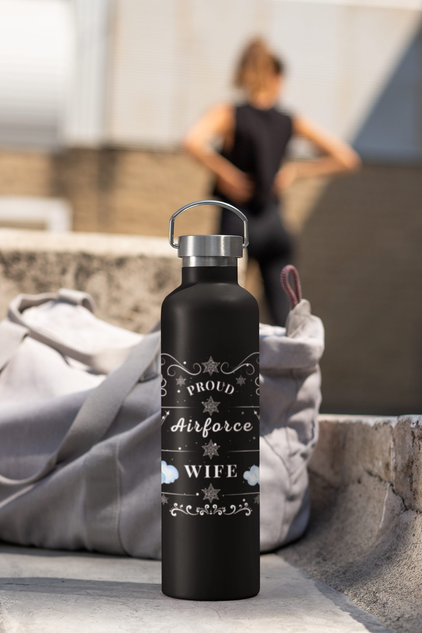 Proud Airforce Wife Water Bottle – 22oz Copper Insulated, Custom Military Gift