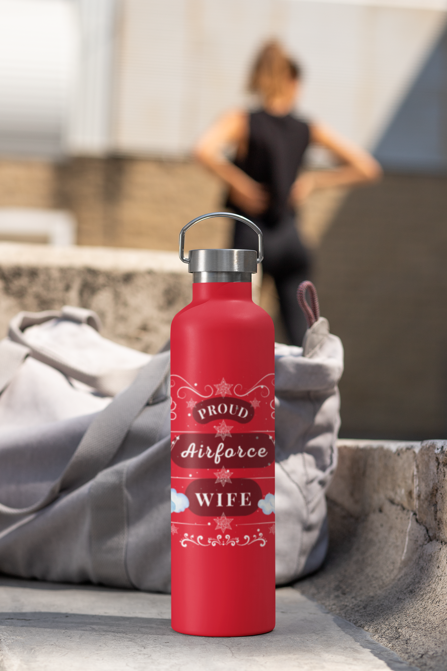Proud Airforce Wife Water Bottle – 22oz Copper Insulated, Custom Military Gift