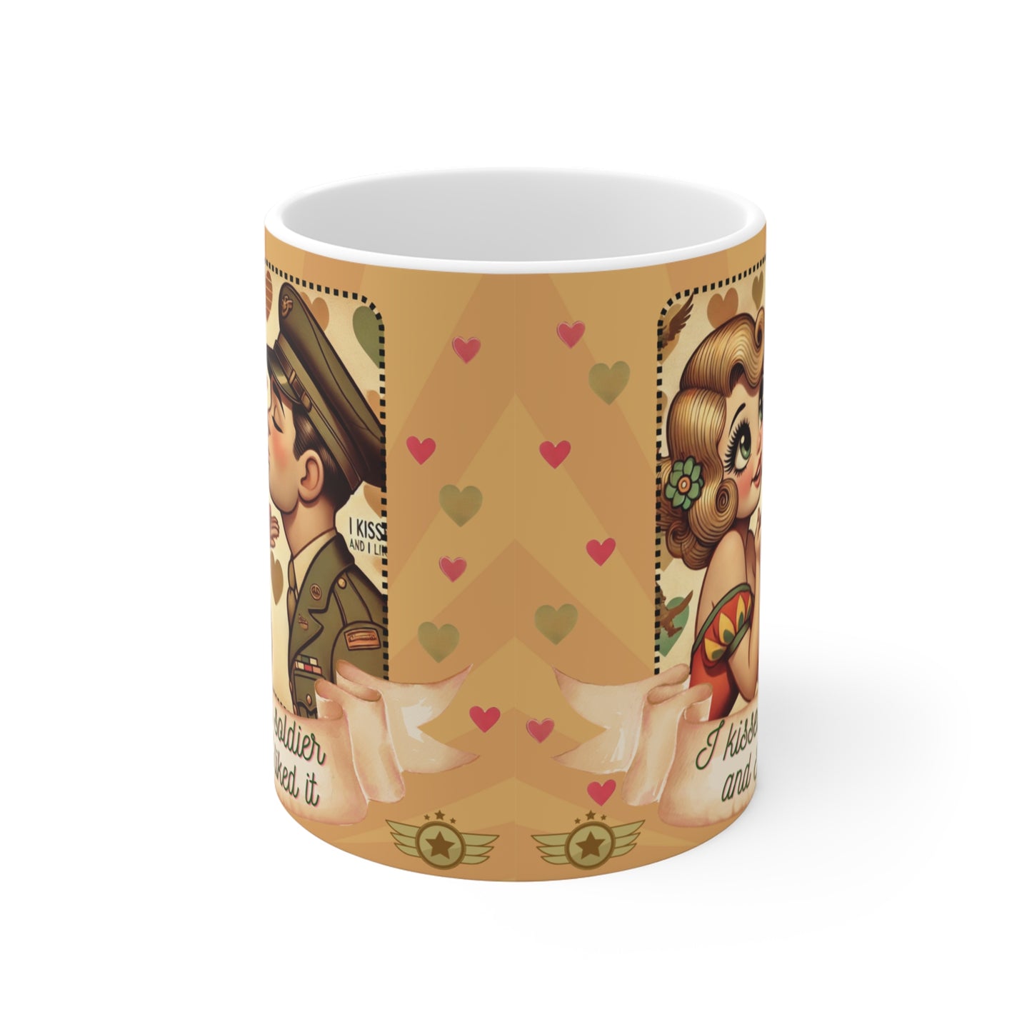 I Kissed a Soldier and I Liked It Retro 50s Coffee Mug – Blonde Lady Design